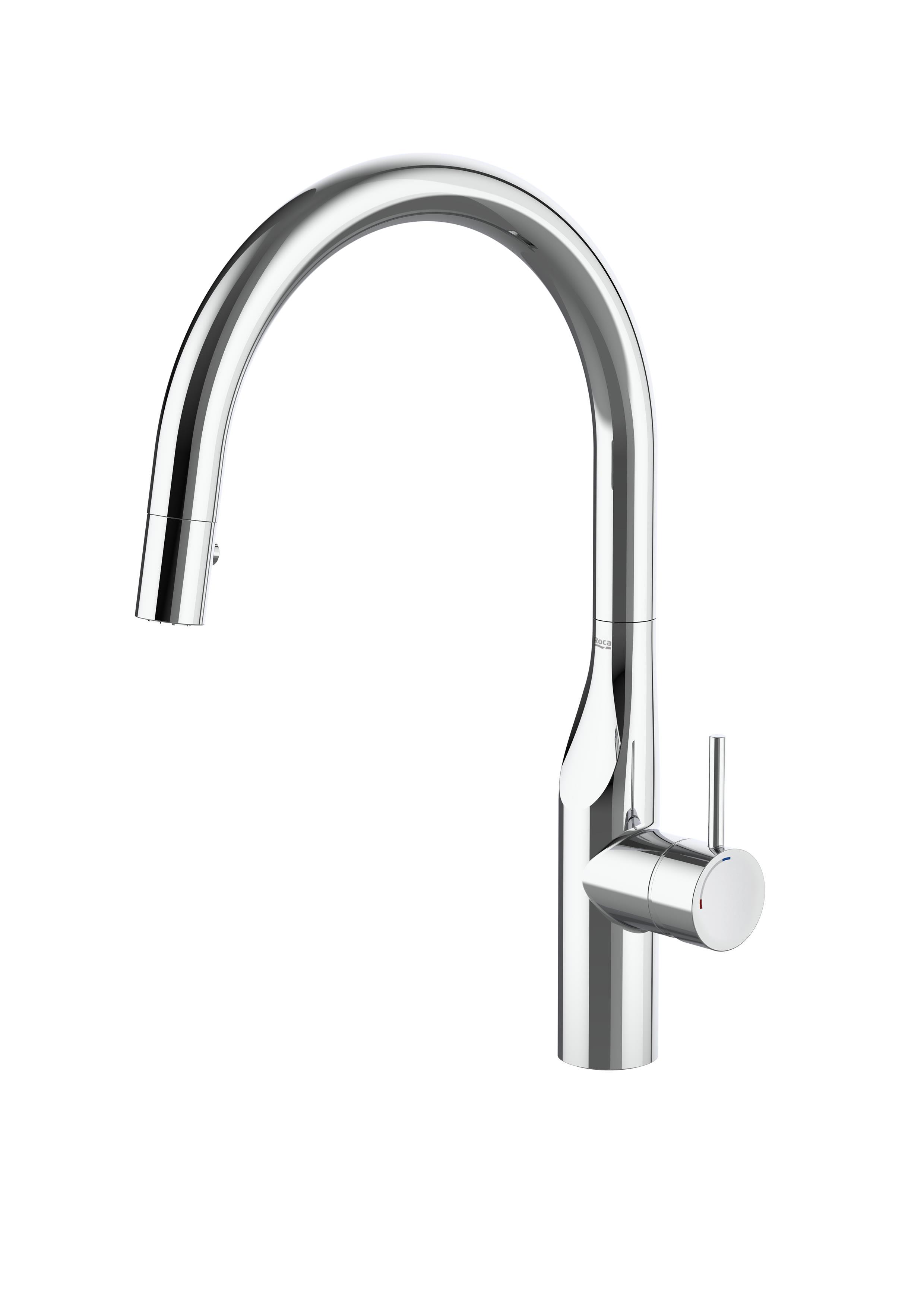 Roca Glera Döner Çıkış Uçlu Pull- Down Eviye Bataryası Krom, Cold Start A5A814DC00 - A5A814DC00