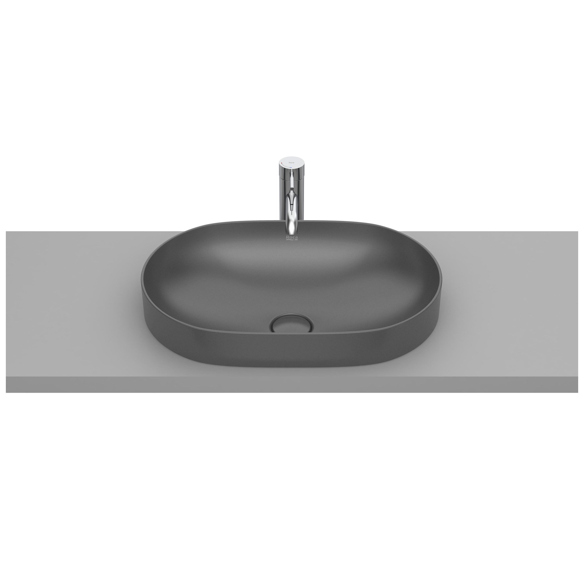 Roca Inspira Round FINECERAMIC® Tezgah Üstü Gömme Lavabo Onyx (Mat Siyah) ø 550 mm A327527640