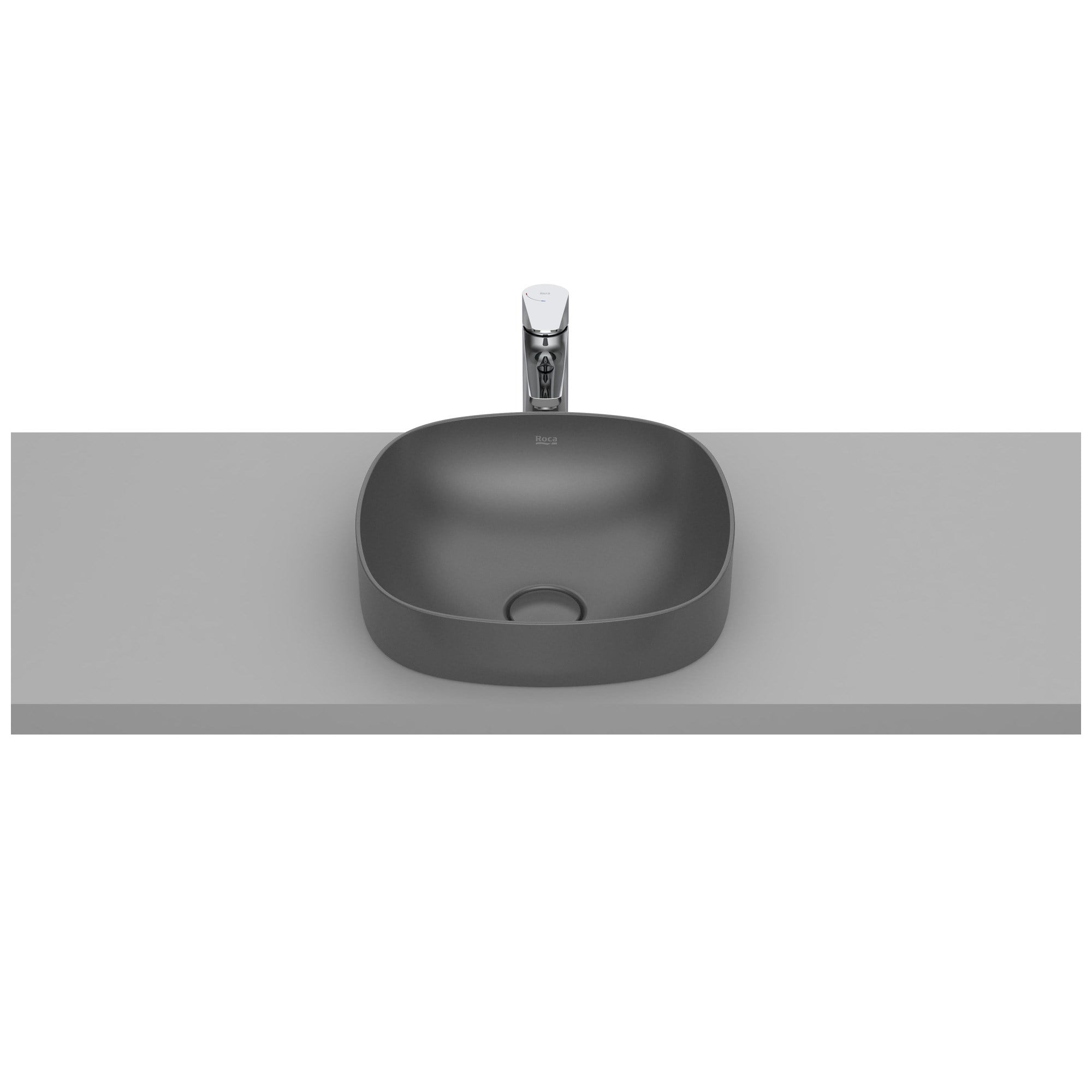 Roca Inspira Soft FINECERAMIC® Tezgah Üstü Gömme Lavabo Onyx (Mat Siyah) 370 x 370 mm A32750R640