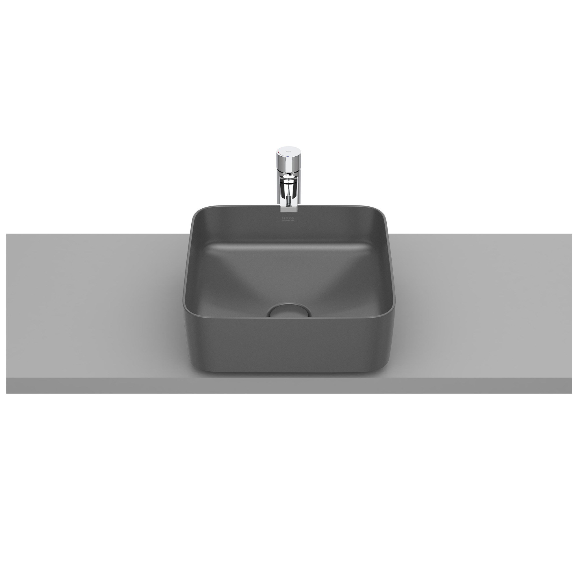 Roca Inspira Square FINECERAMIC® Tezgah Üstü Lavabo Onyx (Mat Siyah) 370 x 370 mm A327532640