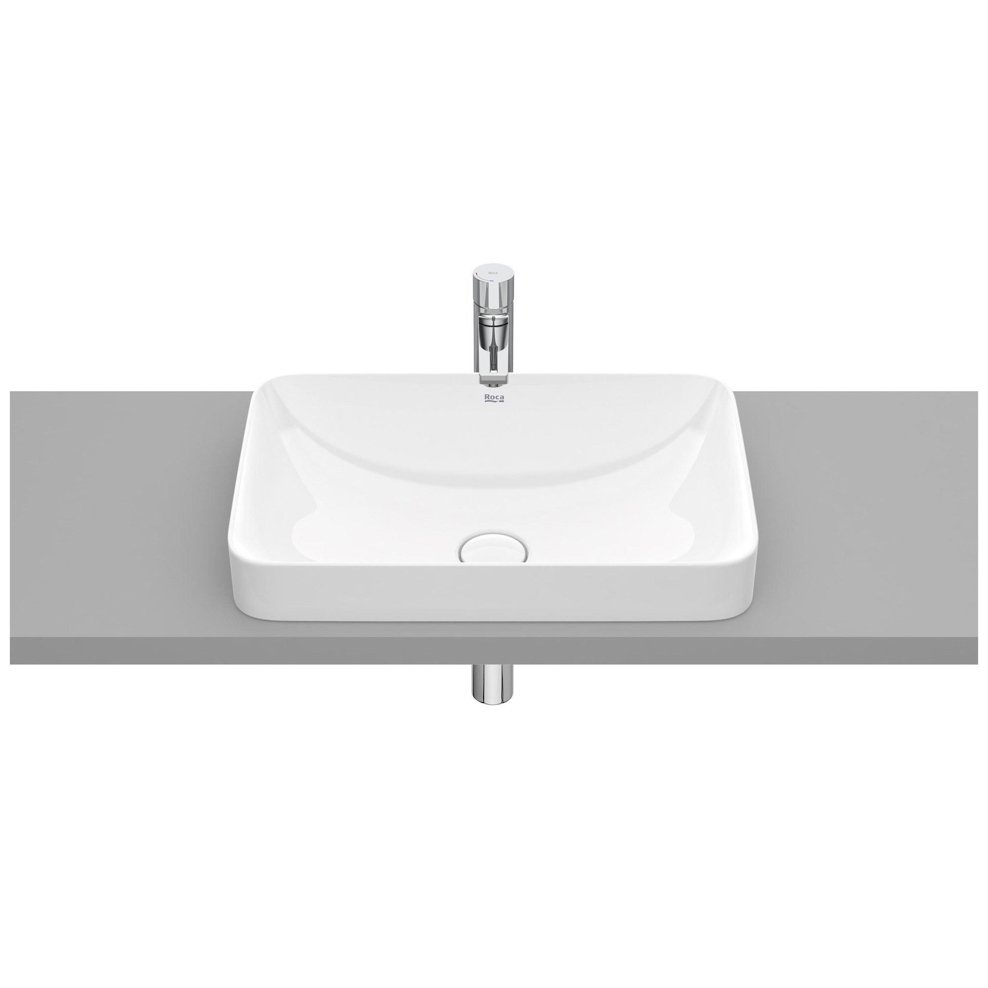 Roca Inspira Square FINECERAMIC® Tezgah Üstü Gömme Lavabo Beyaz 550 x 370 mm A327534000