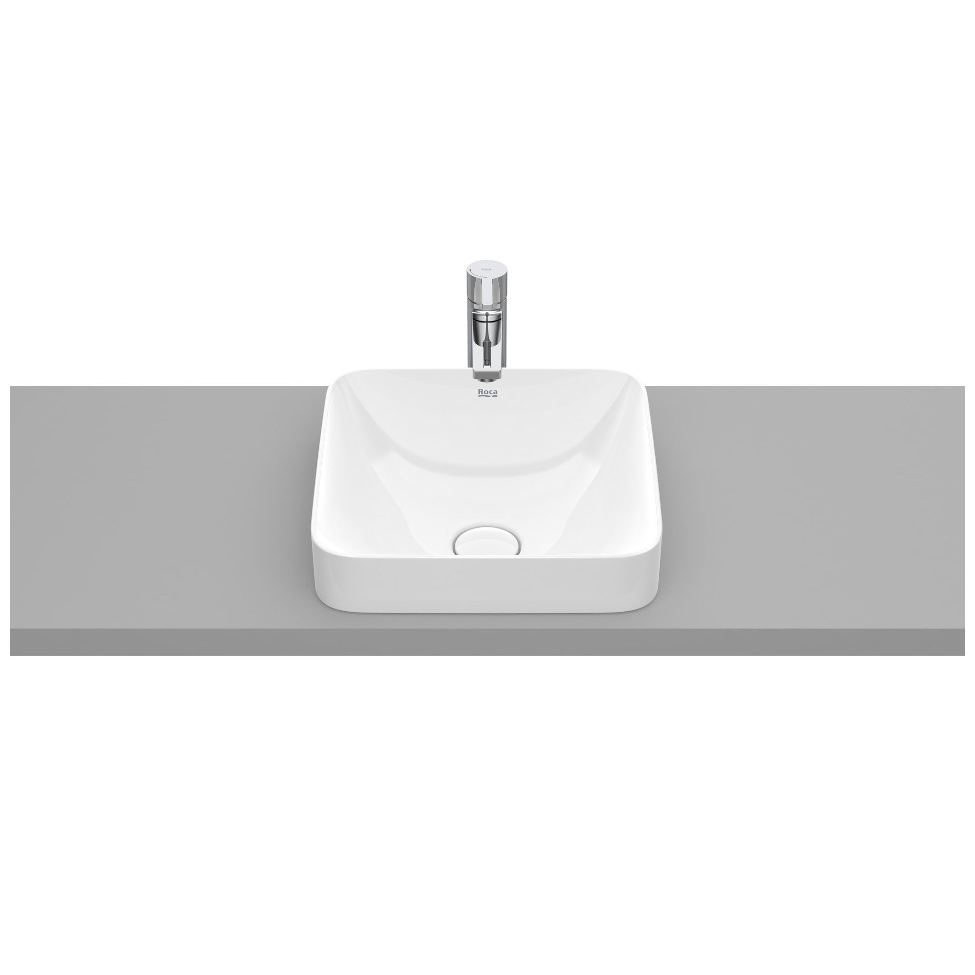 Roca Inspira Square FINECERAMIC® Tezgah Üstü Gömme Lavabo Beyaz 370 x 370 mm A32753R000