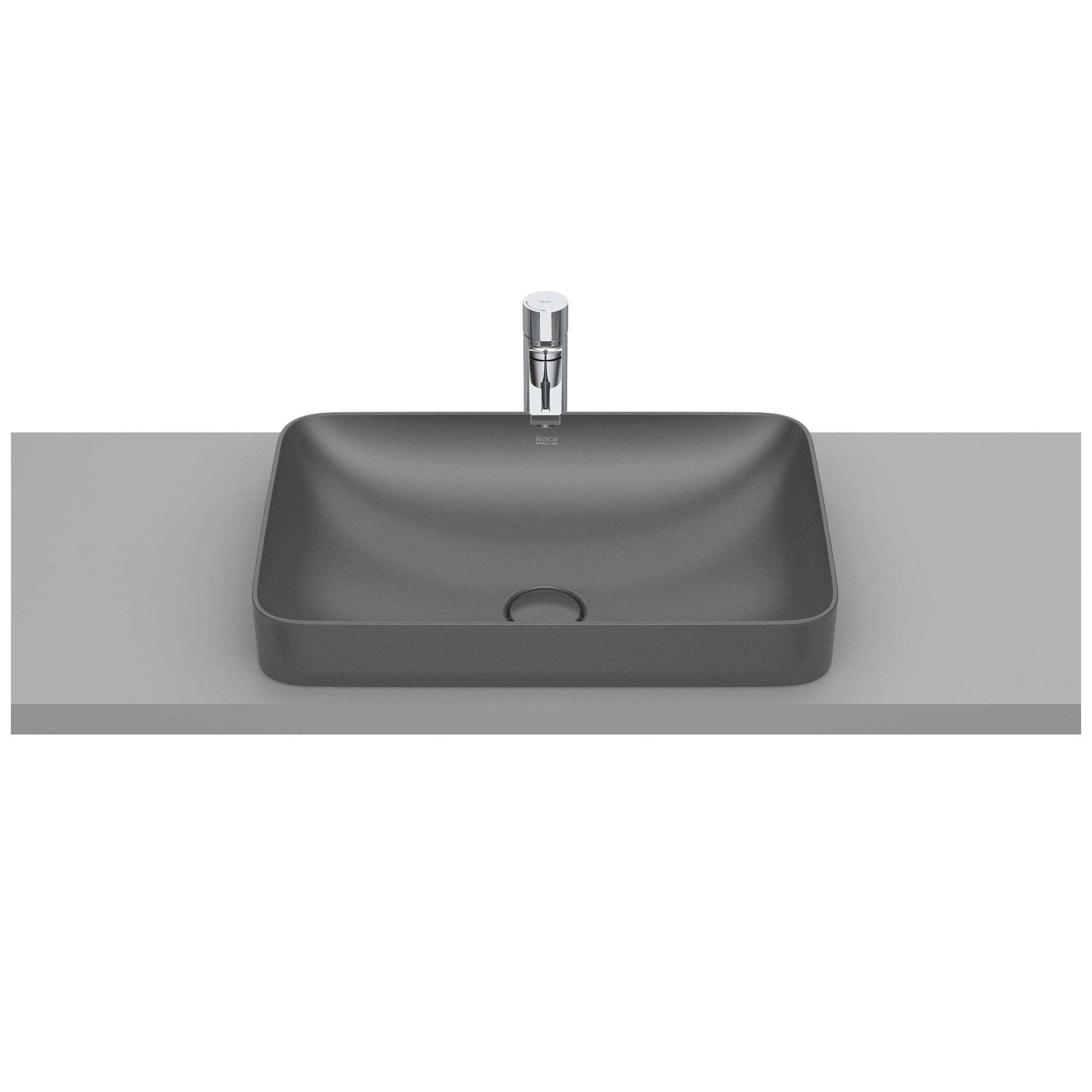 Roca Inspira Square FINECERAMIC® Tezgah Üstü Gömme Lavabo Onyx (Mat Siyah) 550 x 370 mm A327534640