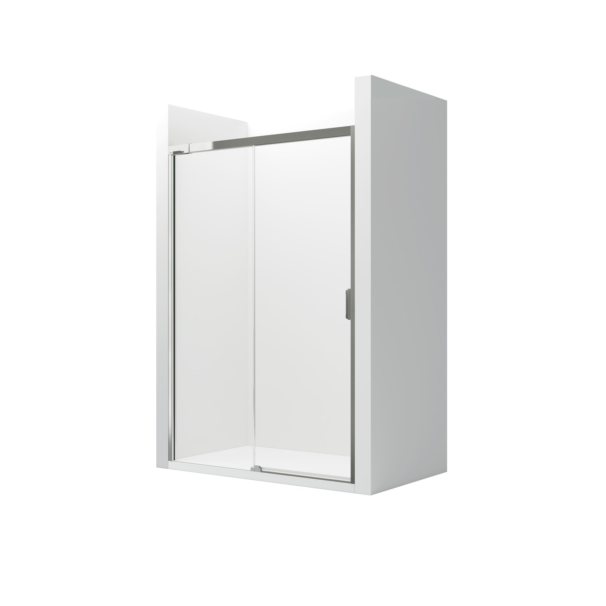 Roca Naray L2-E: 1 Adet Sürgülü Kapılı ve 1 Adet Sabit Panelli Önden Duşakabin, 1950 x 1700 mm, Şeffaf Cam ve Parlak Gümüş Profil AM14517012M
