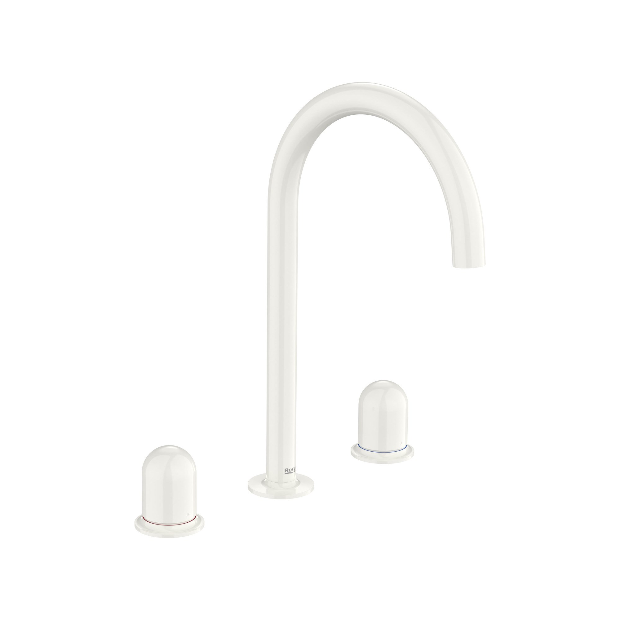 Roca NU CIFT KUMANDA KOLLU LAVABO BATARYASI 3 DELIKLI DOME KUMANDA KOLU L SIZE GLOSSY WHITE A5A3V3FP30