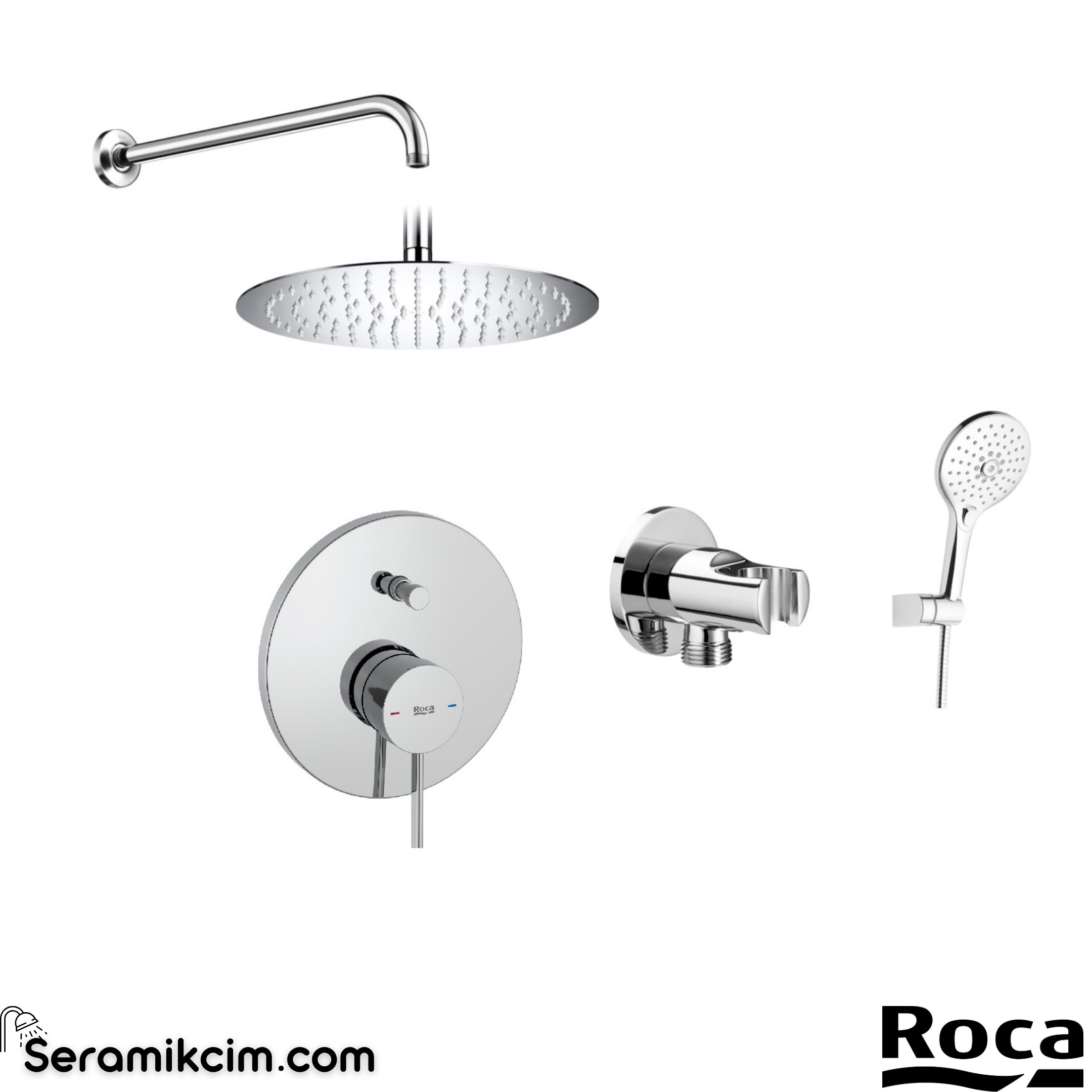 Roca Ona 5li Ankastre Banyo Seti Krom (Duvardan Bağlantı Borulu) A5D159EC0K