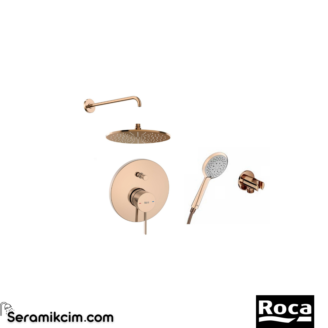 Roca Ona 5li Ankastre Banyo Seti Rose Gold (Duvardan Bağlantı Borulu) A5D159ERGK