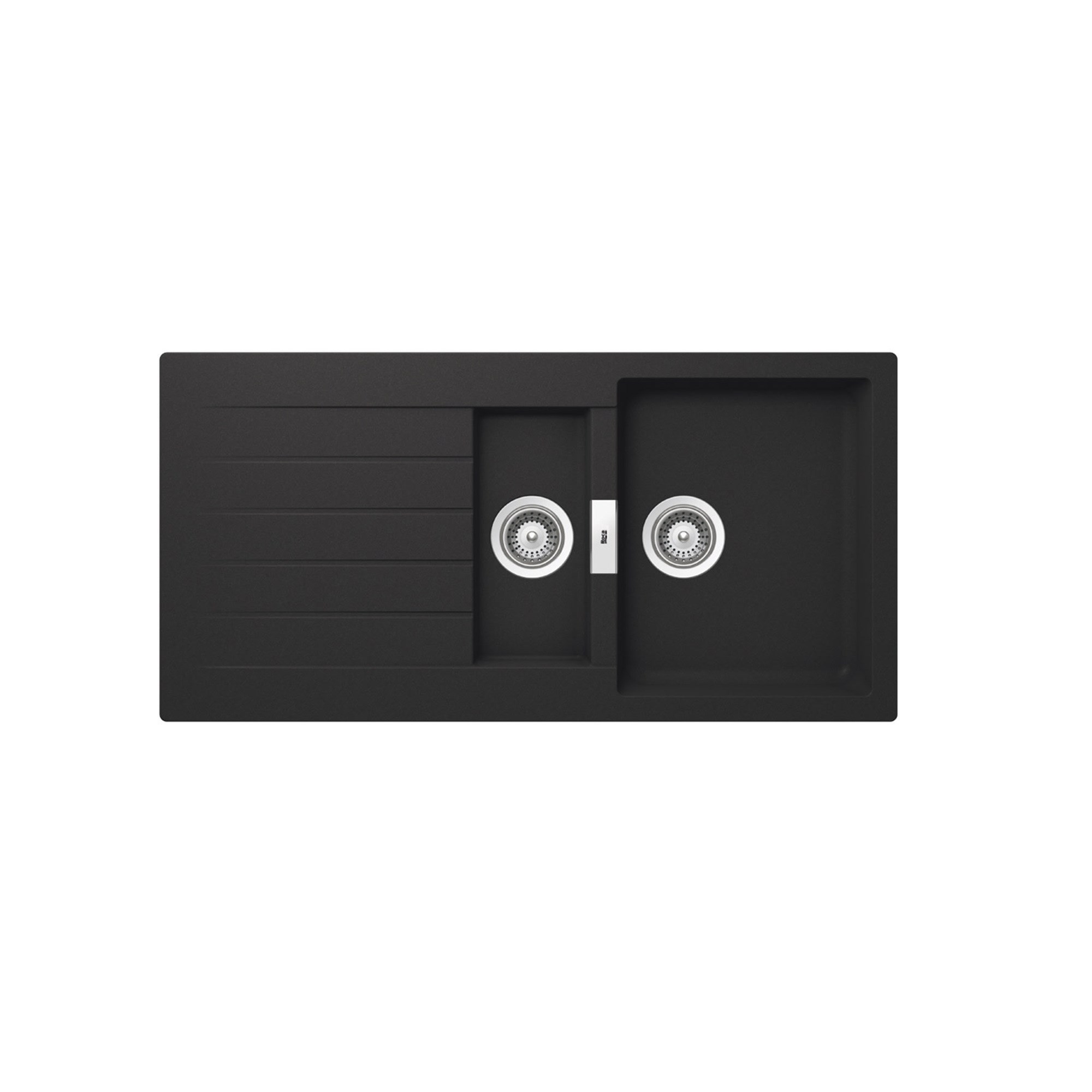 Roca Oslo QUARZEX® 1.5 Gözlü ve Damlalıklı Eviye Siyah, 1000 x 500 mm A880170940