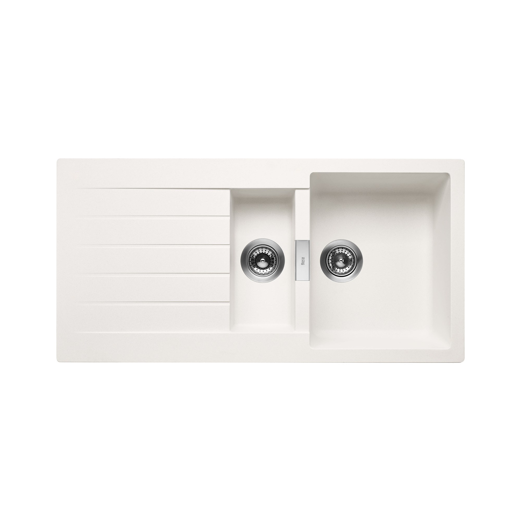 Roca Oslo QUARZEX® 1.5 Gözlü ve Damlalıklı Eviye Beyaz, 1000 x 500 mm A880170020