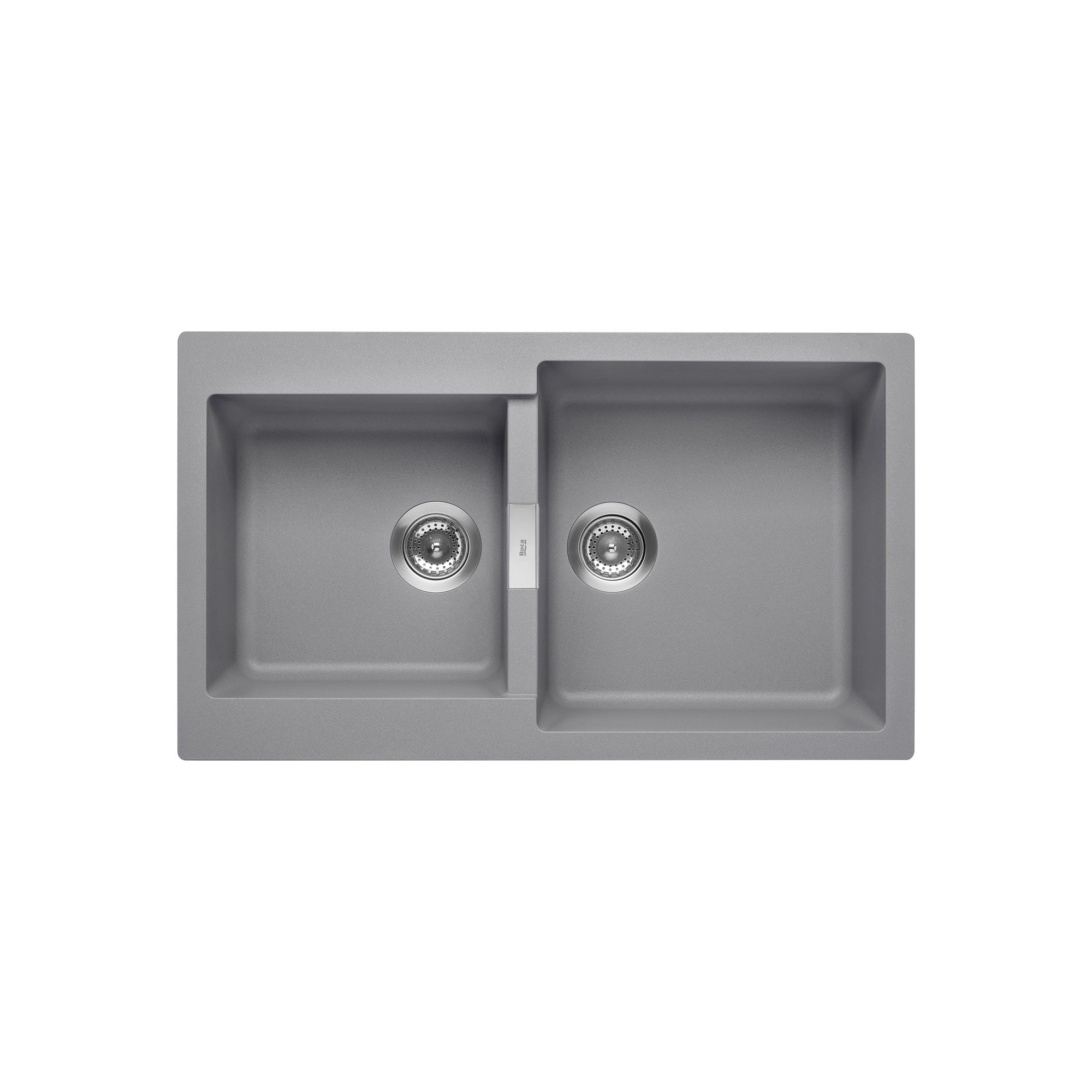 Roca Oslo QUARZEX® Çift Gözlü Eviye Gri, 860 x 500 mm A880160110
