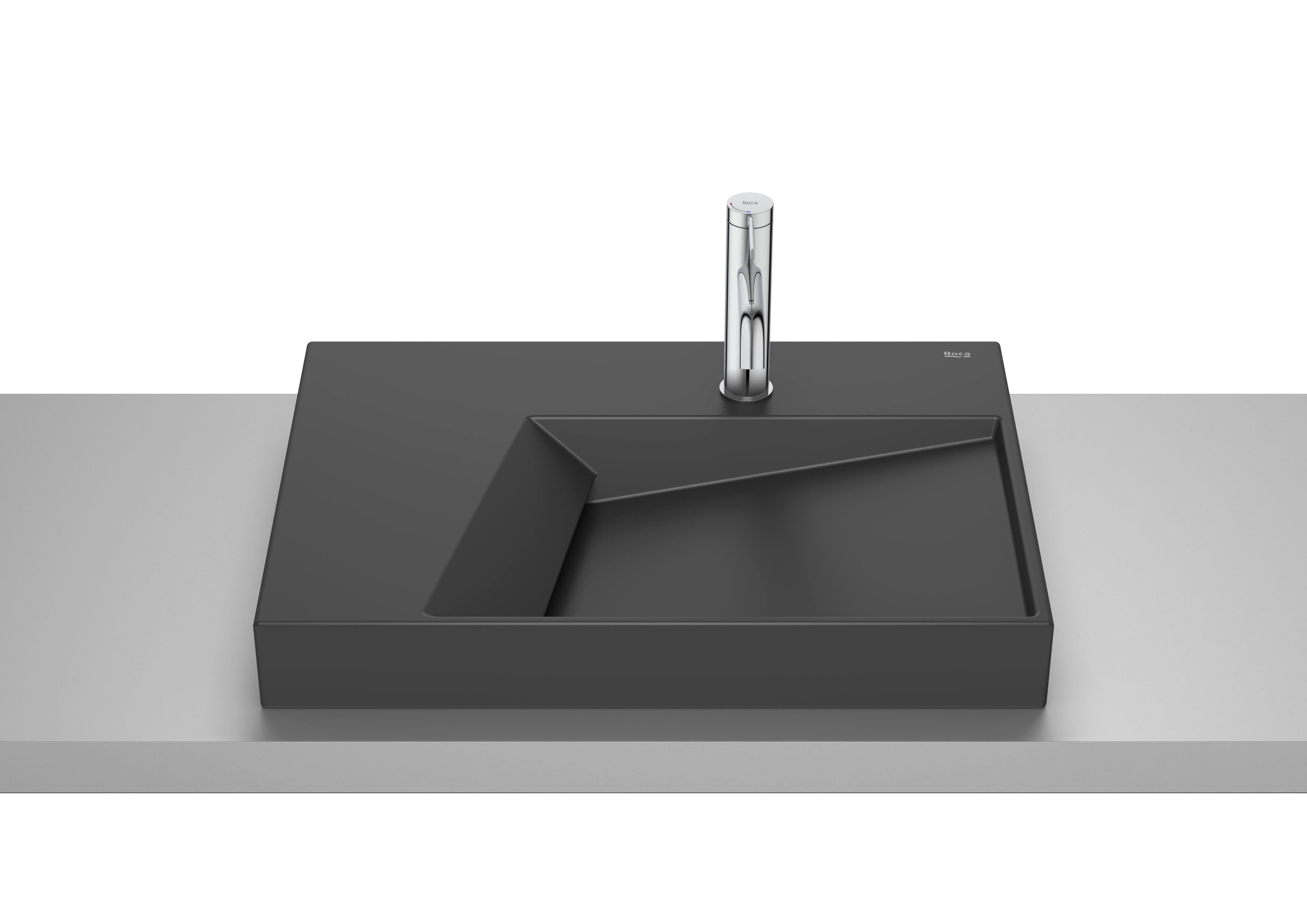 Roca Over countertop ceramic basin with taphole. Mat Siyah A32727608B - A32727608B