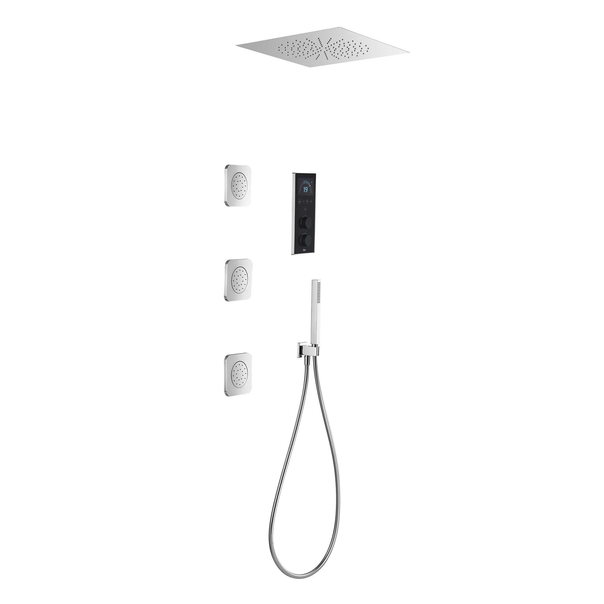 Roca Pack Smart Duş Paketi 3 Yollu: Duş Başığı 350 x 350, 3'lü Puzzle Jeti, Stella Stick Square Duş Seti A5D124AC00