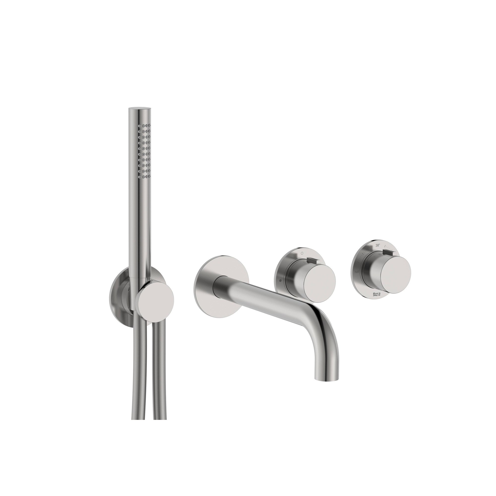 Roca T-MultiTermostatik Batarya Sıva Üstü Grup Stainless Steel(El Duşu, Çıkış Ucu) A5A244ASM0