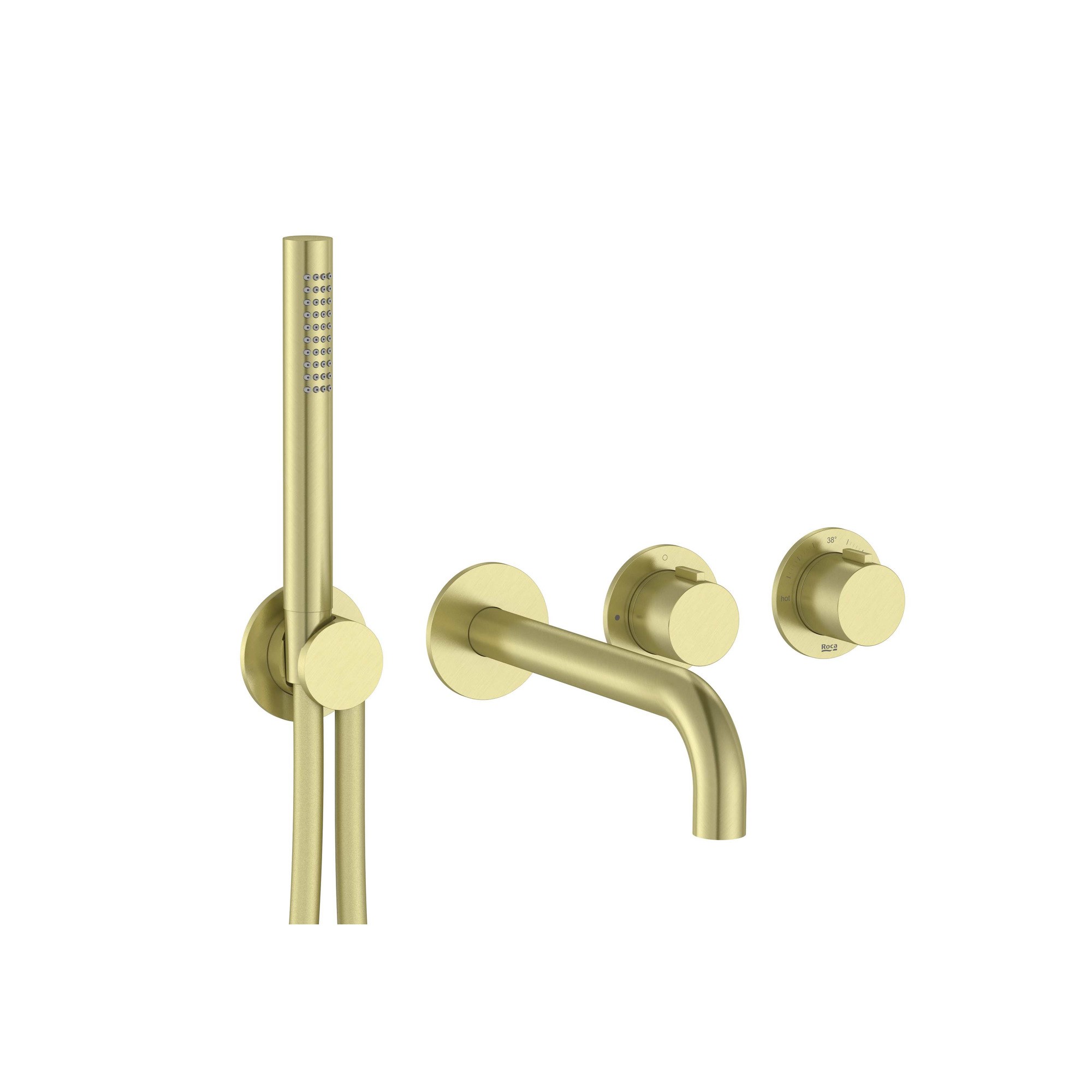 Roca T-MultiTermostatik Batarya Sıva Üstü Grup Brushed Brass (El Duşu, Çıkış Ucu) A5A244AVA0