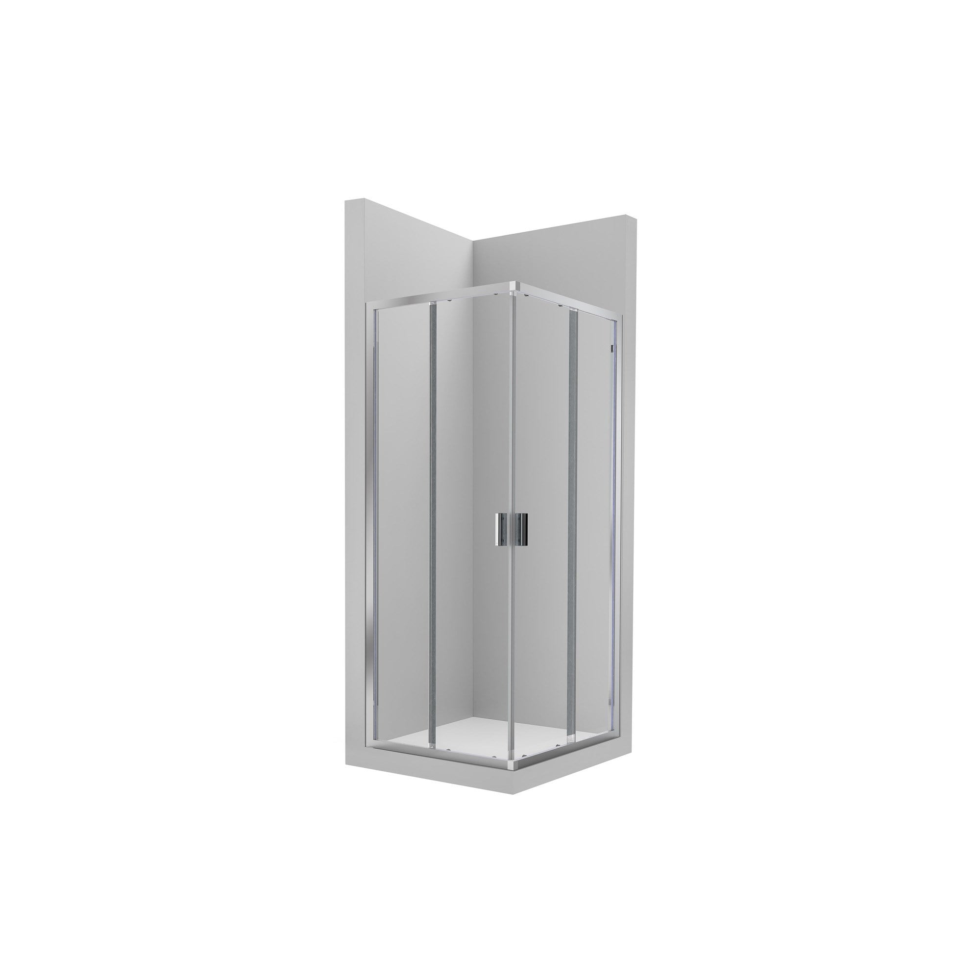 Roca Victoria 2L2: 1 Adet Sürgülü Kapılı ve 1 Adet Sabit Panelli Köşeden Duşakabin, 1950 x 800 mm, Şeffaf Cam ve Parlak Gümüş Profil AM18808012