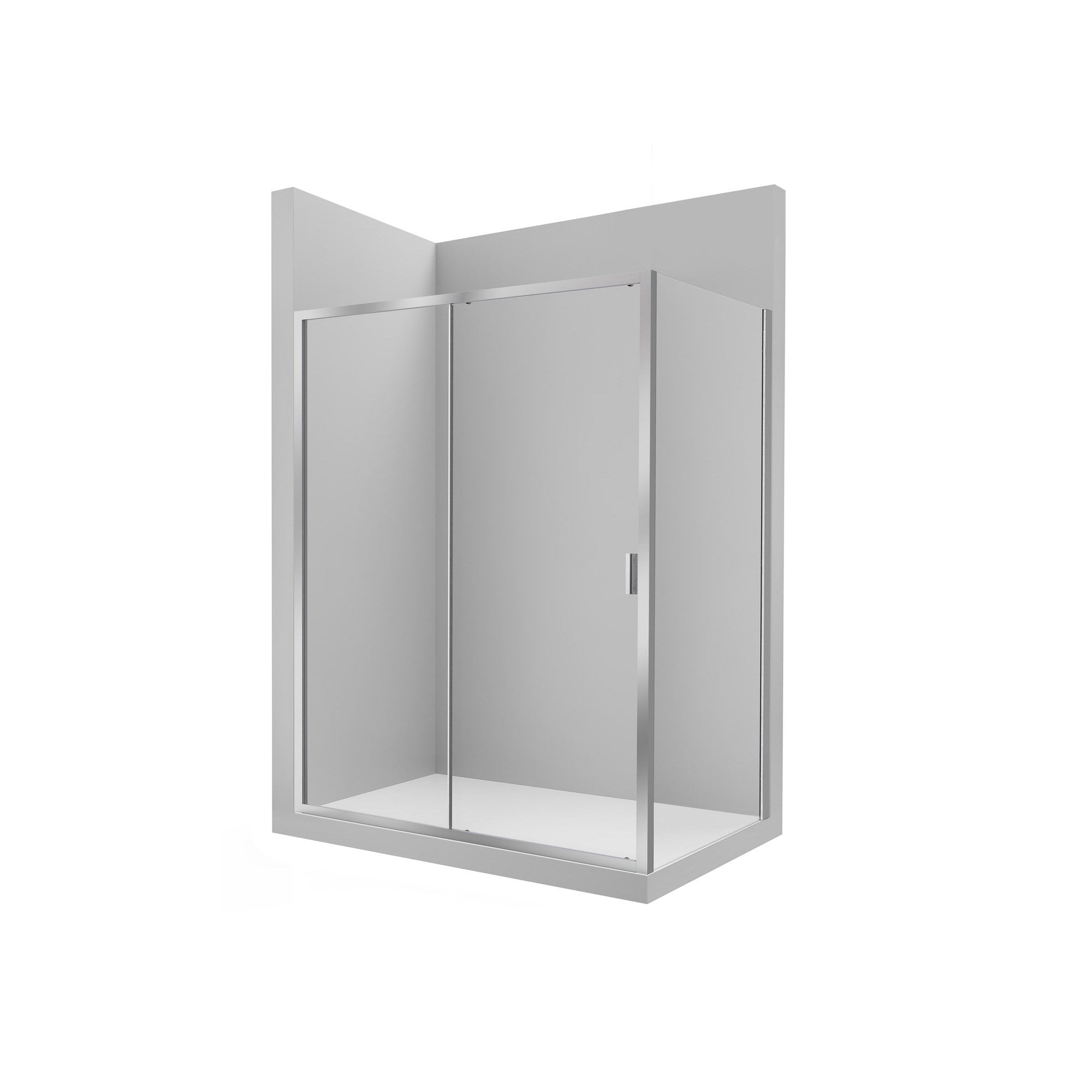 Roca Victoria L2-E : 1 Adet Sürgülü Kapılı ve 1 Adet Sabit Panelli Önden Duşakabin, 1950 x 1000 mm, Şeffaf Cam ve Parlak Gümüş Profil AM18610012