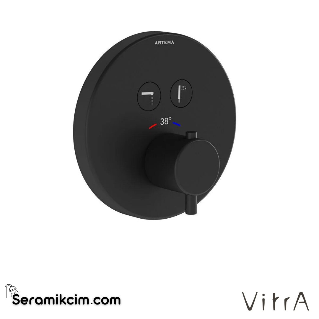 Vitra Aquacontrol Ankastre Termostatik Banyo Bataryası (Sıva Üstü Grubu), Mat Siyah - A4271836