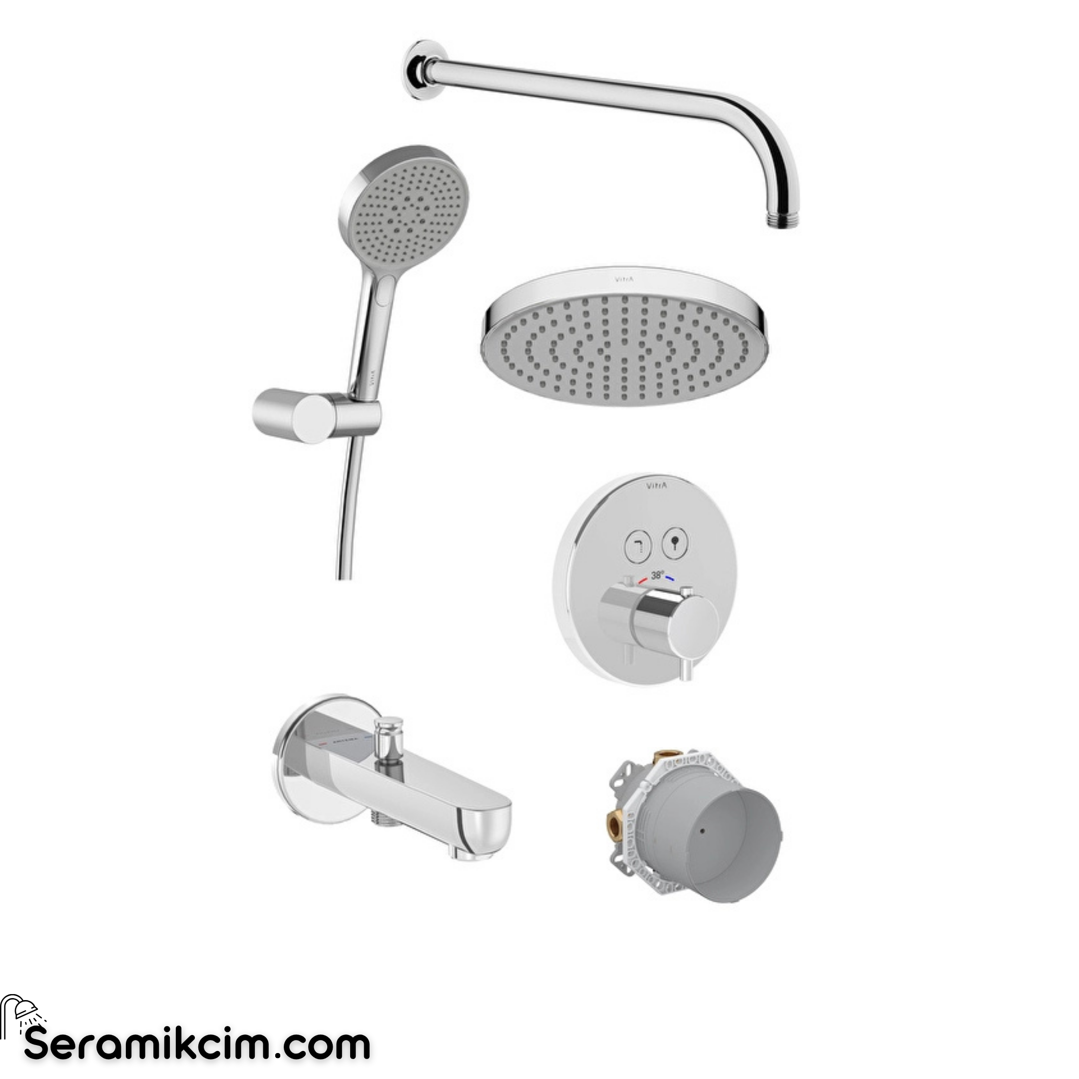 VitrA Aquacontrol Round Ankastre Banyo Seti Krom A49328