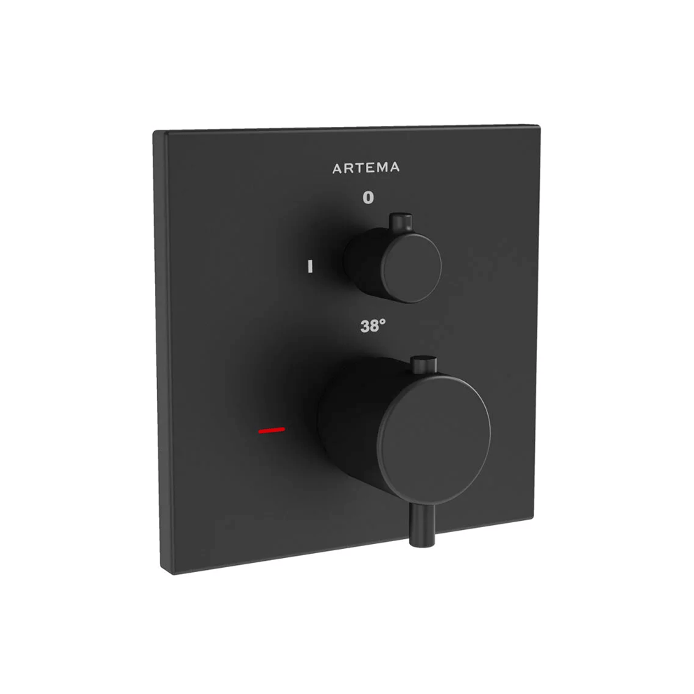 Vitra Aquaheat Square Ankastre Termostatik Duş Bataryası (V-Box Sıva Üstü Grubu), Mat Siyah - A4266936