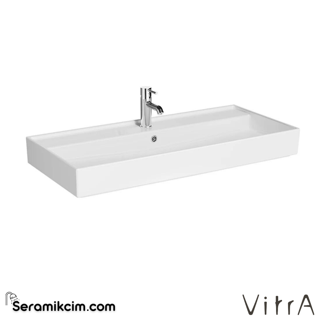 VitrA Archiplan Lavabo 100x46 cm Tek Armatür Delikli, Su Taşma Delikli, Beyaz - 7417B003-0001
