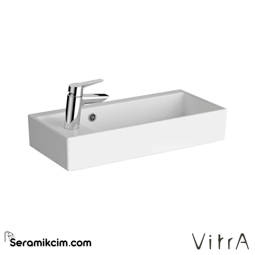 VitrA Archiplan Lavabo Kompakt, 60x28 cm Soldan Tek Armatür Delikli, Su Taşma Delikli, Beyaz - 7408B003-0028