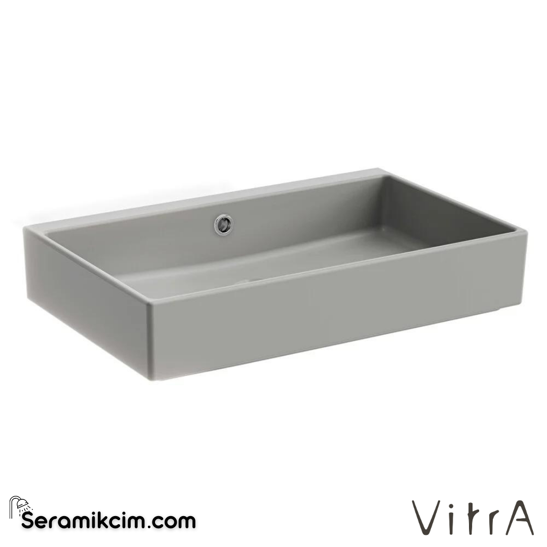 VitrA Archiplan Lavabo Kompakt, 60x38 cm Armatür Deliksiz, Su Taşma Delikli, Mat Taş Gri - 7404B076-0012