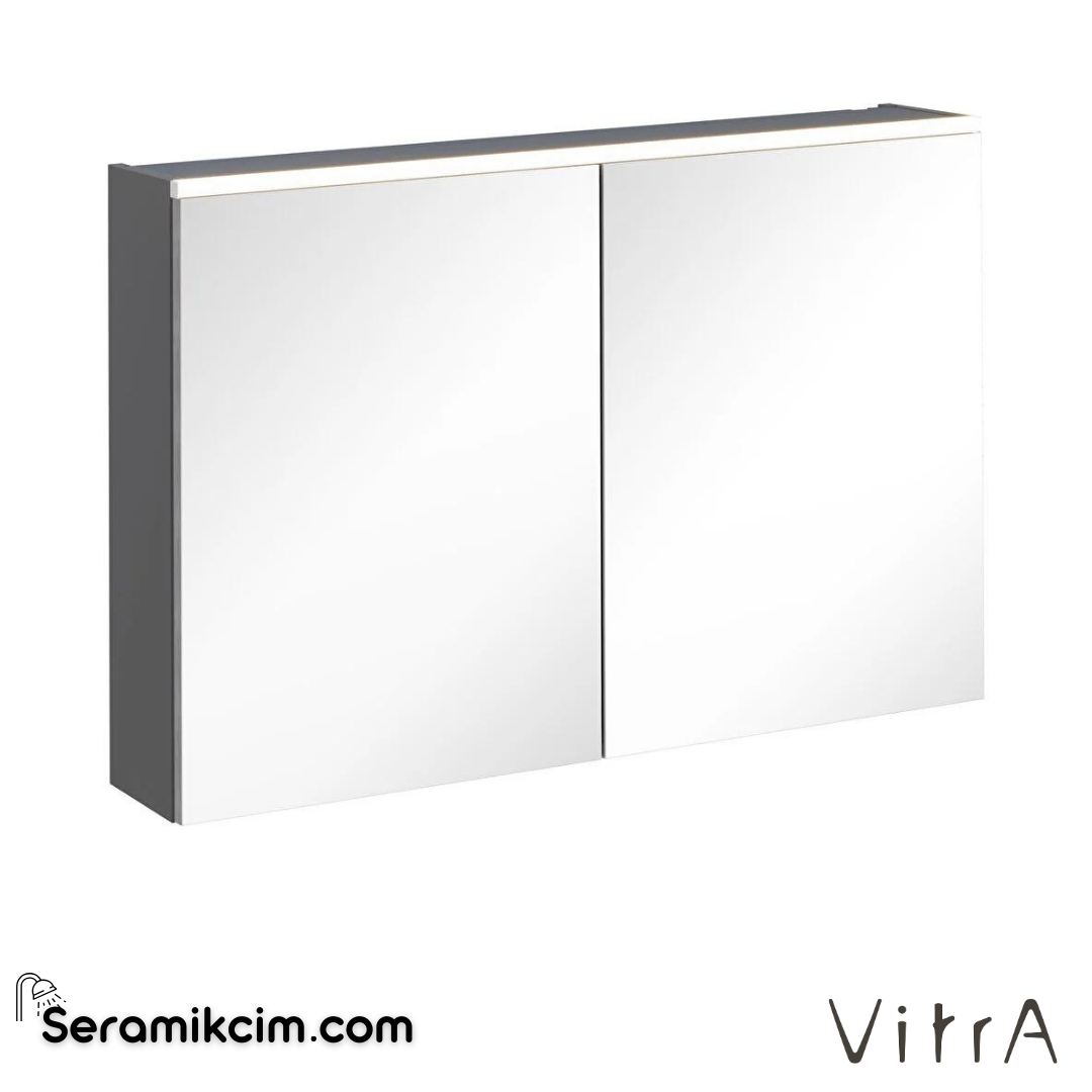 Vitra Core Dolaplı Ayna, 100cm, Mat Fırtına Gri, Aydınlatmalı - 67626
