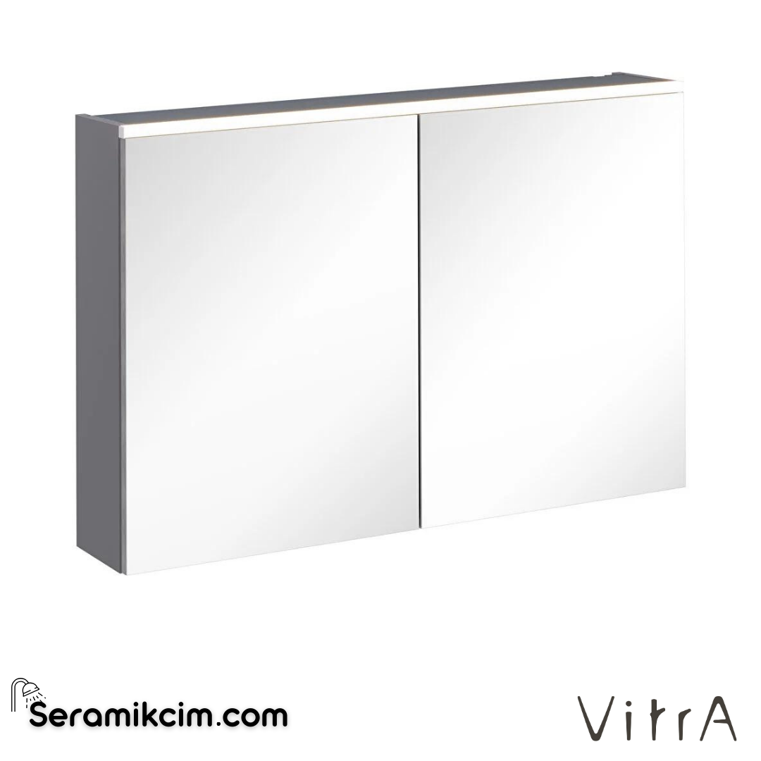 Vitra Core Dolaplı Ayna, 100cm, Mat Kaya Gri, Aydınlatmalı - 67625