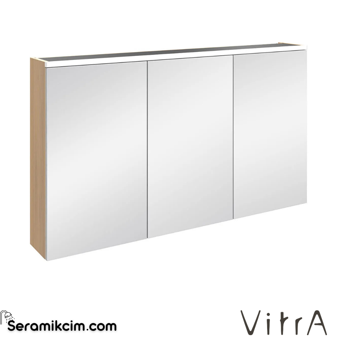 VitrA Core Dolaplı Ayna 120 cm aydınlatmalı altın meşe 80518