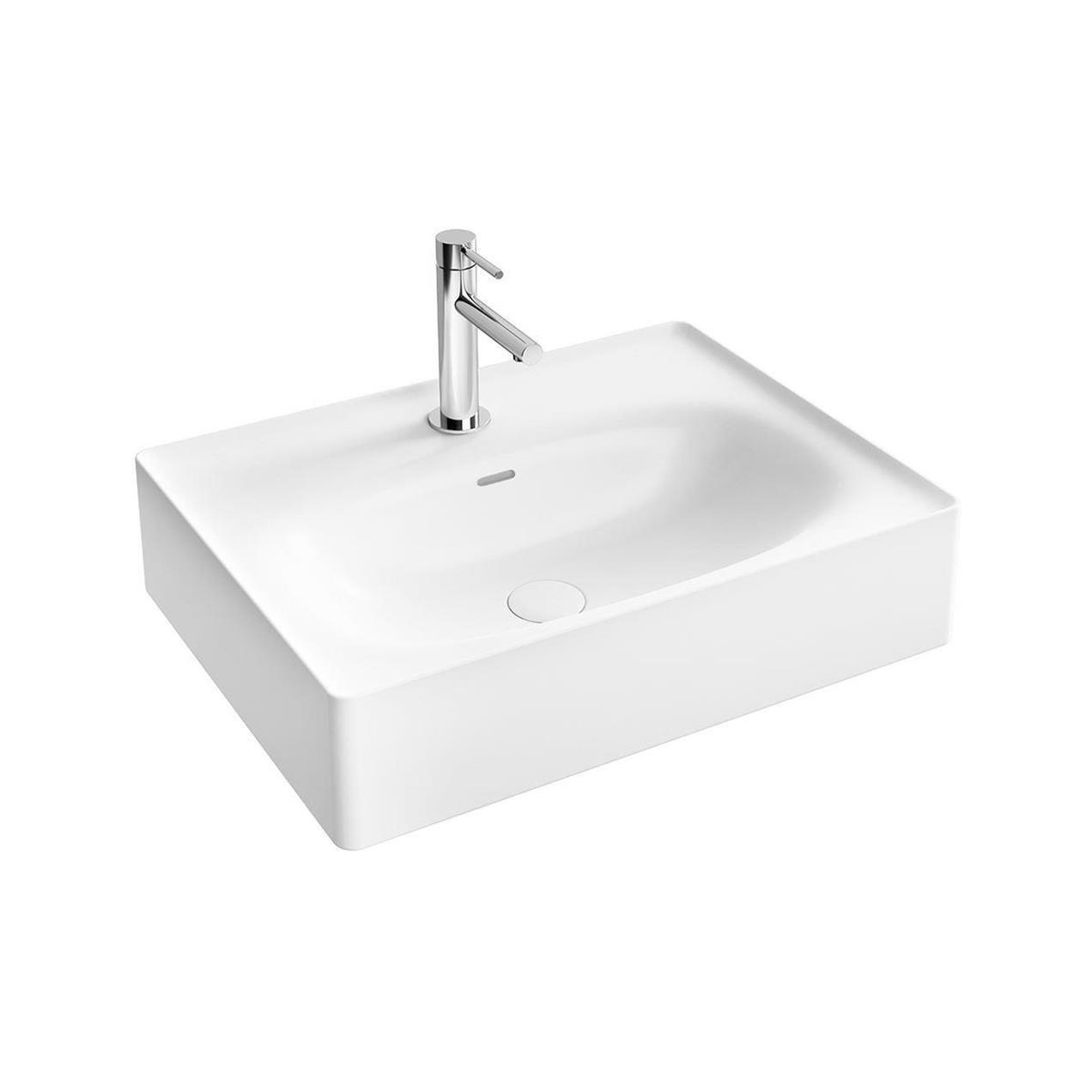 Vitra Equal Lavabo Dikdörtgen, 60X45 Cm Tek Armatür Delikli, Su Taşma Delikli, Clean, Beyaz - 7241B403-0001