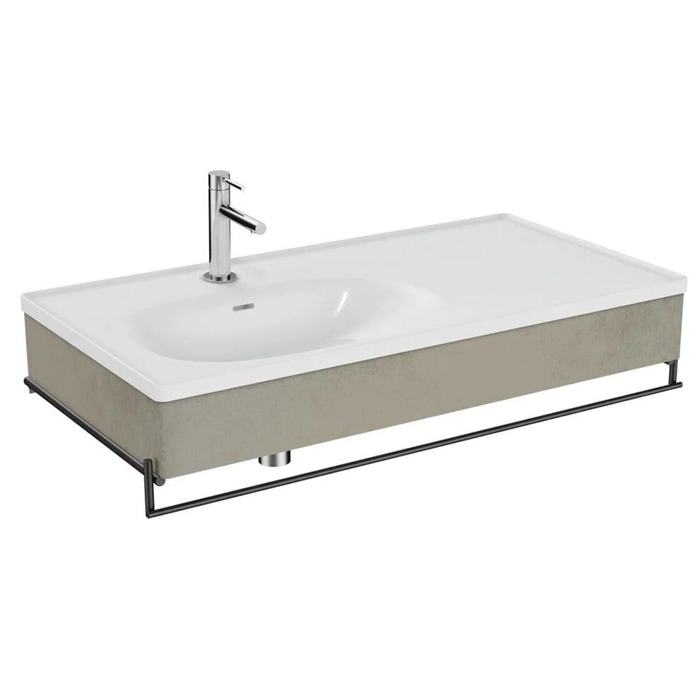 Vitra Equal Lavabo Ünitesi, 100 Cm, Asimetrik Lavabolu, Havluluklu, Beton - 66041