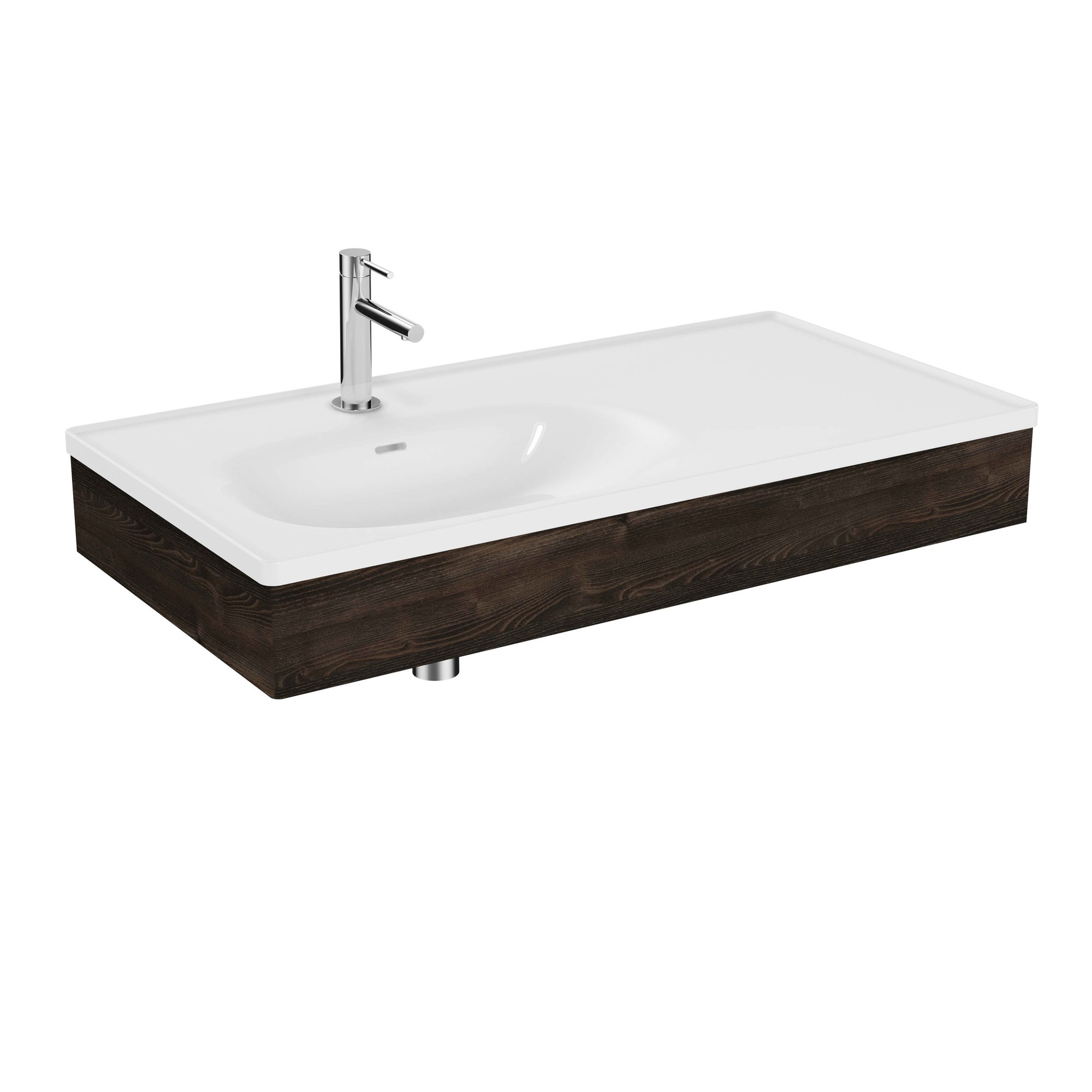 Vitra Equal Lavabo Ünitesi 100 cm Asimetrik Beyaz Lavabolu Karaağaç 81084