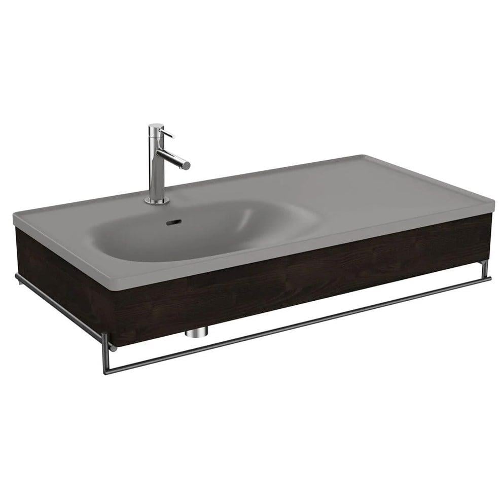 Vitra Equal Lavabo Ünitesi, 100 Cm, Asimetrik Gri Lavabolu,Havluluklu, Karaağaç - 66059