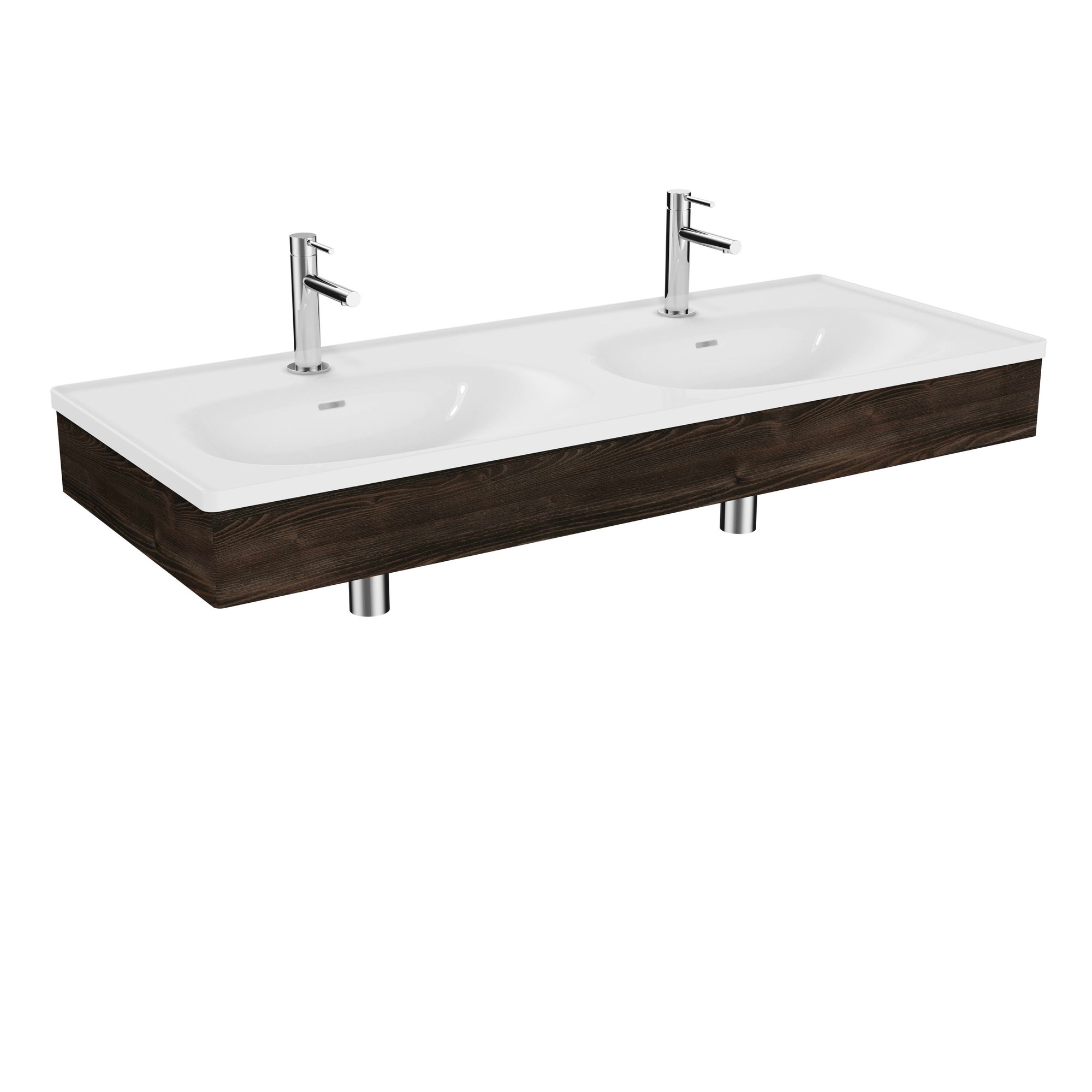 Vitra Equal Lavabo Ünitesi 130 cm Çift Hazneli Beyaz Lavabolu Karaağaç 81087