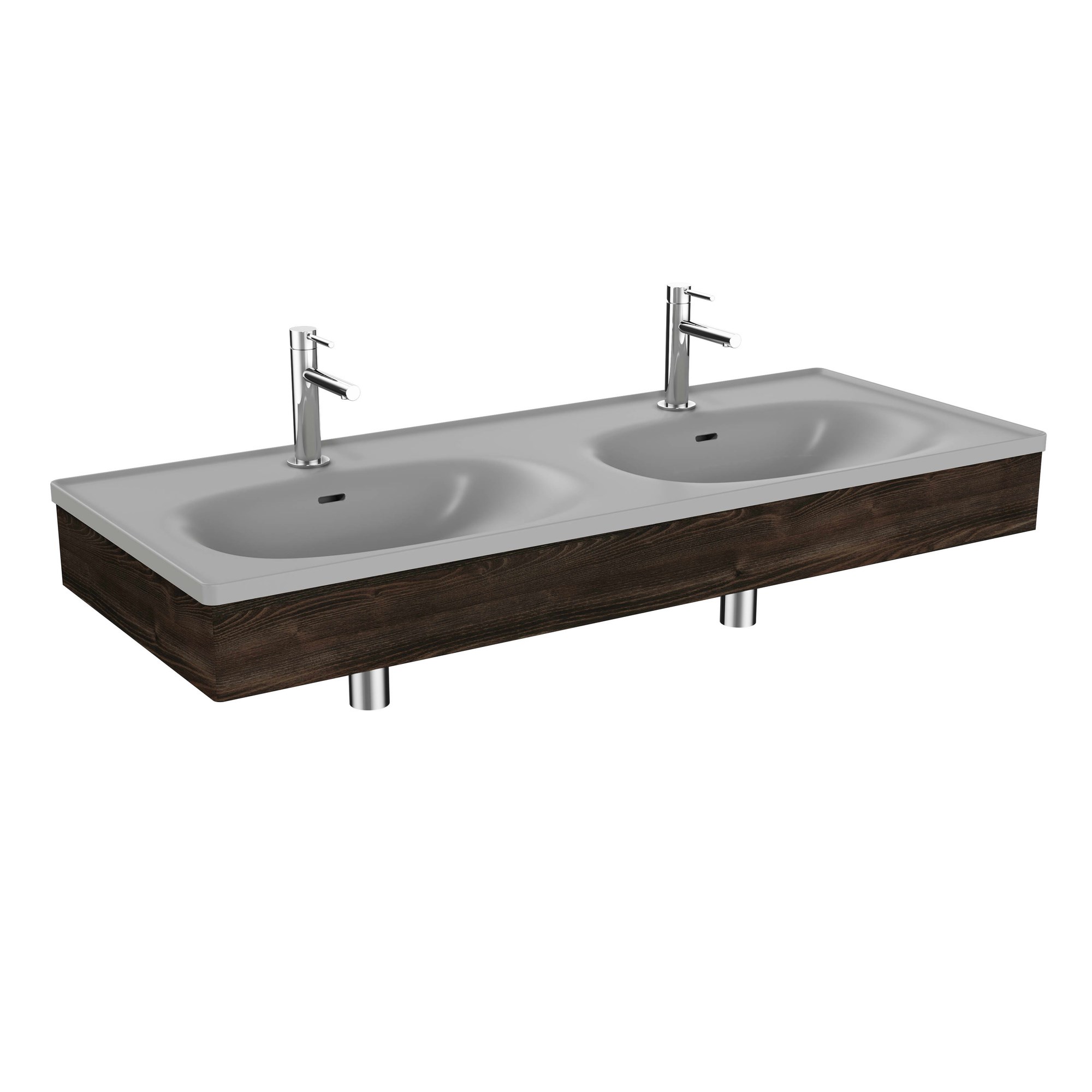 Vitra Equal Lavabo Ünitesi 130 cm Çift Hazneli Gri Lavabolu Karaağaç 81125