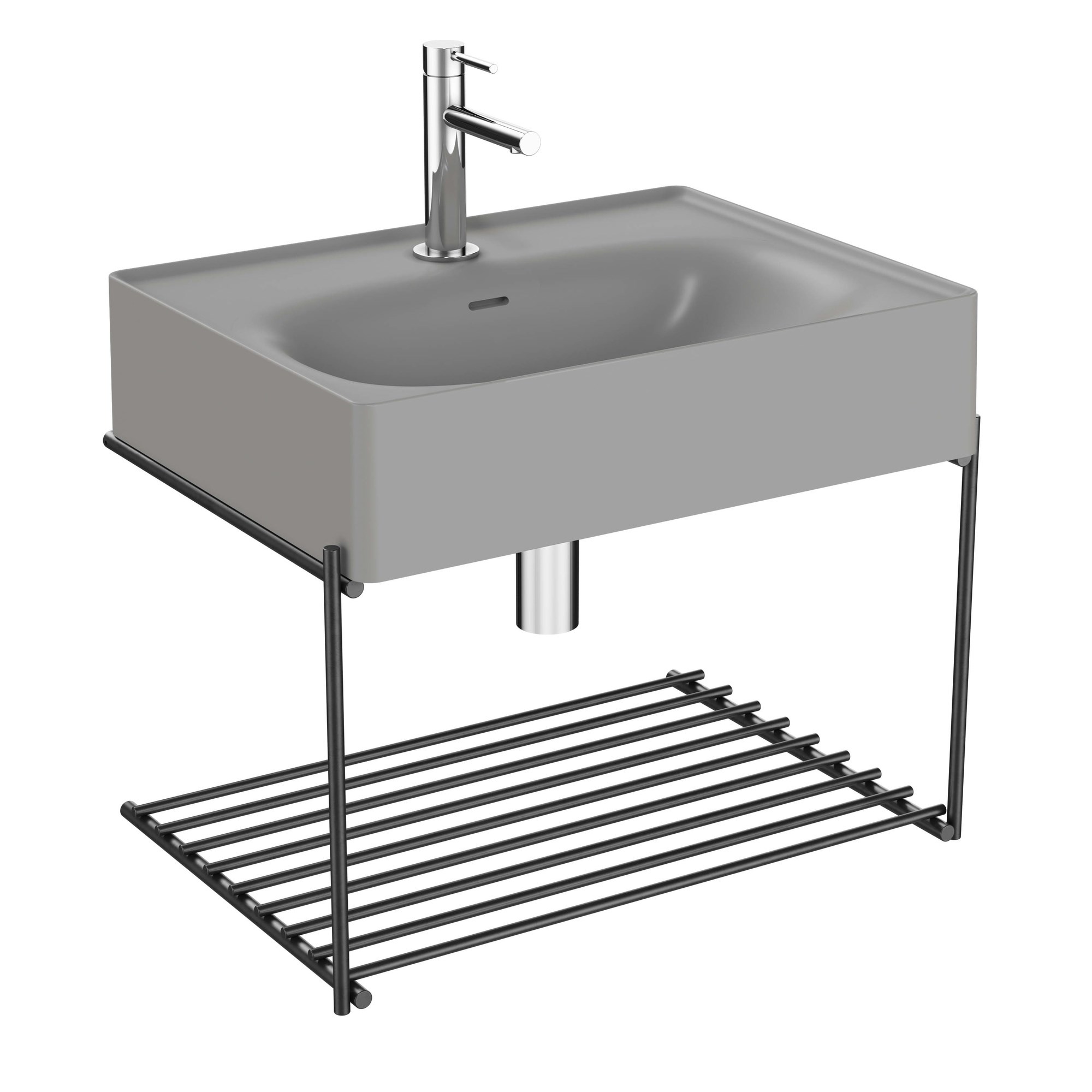 Vitra Equal Lavabo Ünitesi 60 cm Raflı Gri Lavabolu 66053