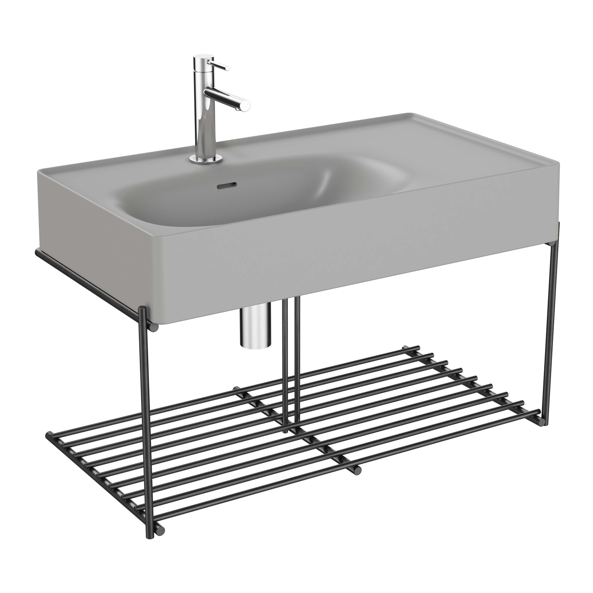 Vitra Equal Lavabo Ünitesi 80 cm Raflı Gri Lavabolu 66055