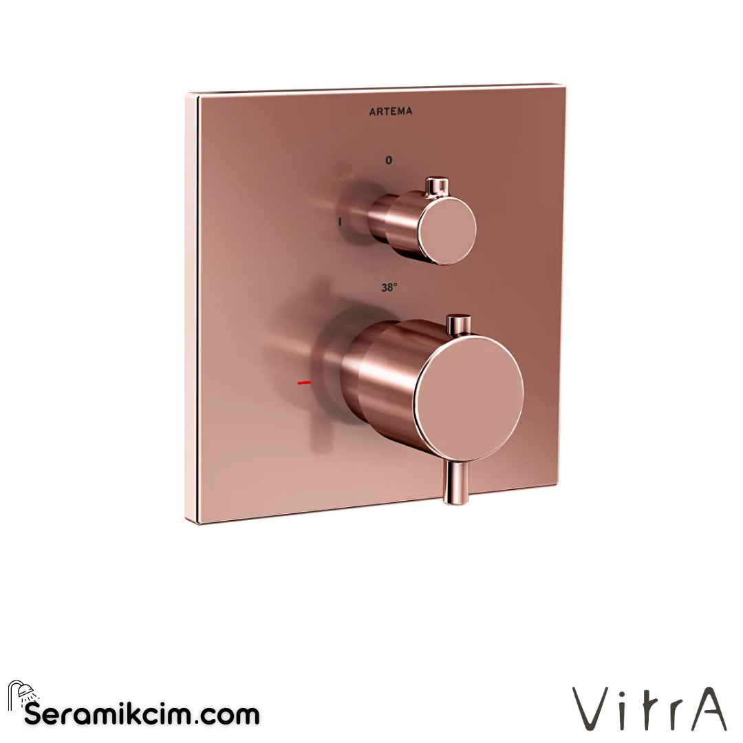 VitrA Flow Square Ankastre Termostatik Banyo Bataryası (V-Box, sıva üstü grubu) Soft Bakır A4326829 - A4326829