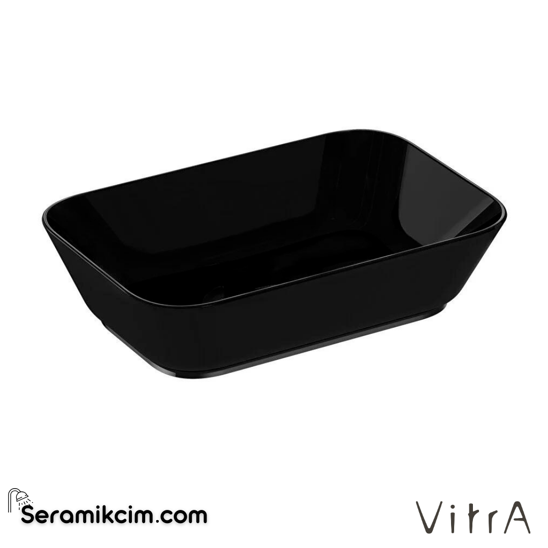 Vitra Geo Çanak Lavabo Dikdörtgen, 60X39 Cm Armatür Deliksiz, Su Taşma Deliksiz, Siyah - 7425B070-0016