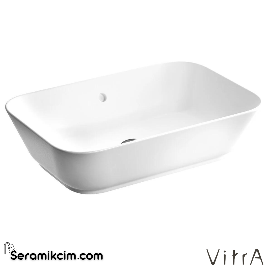 Vitra Geo Çanak Lavabo Dikdörtgen, 60X39 Cm Armatür Deliksiz, Su Taşma Delikli, Beyaz - 7425B003-0012