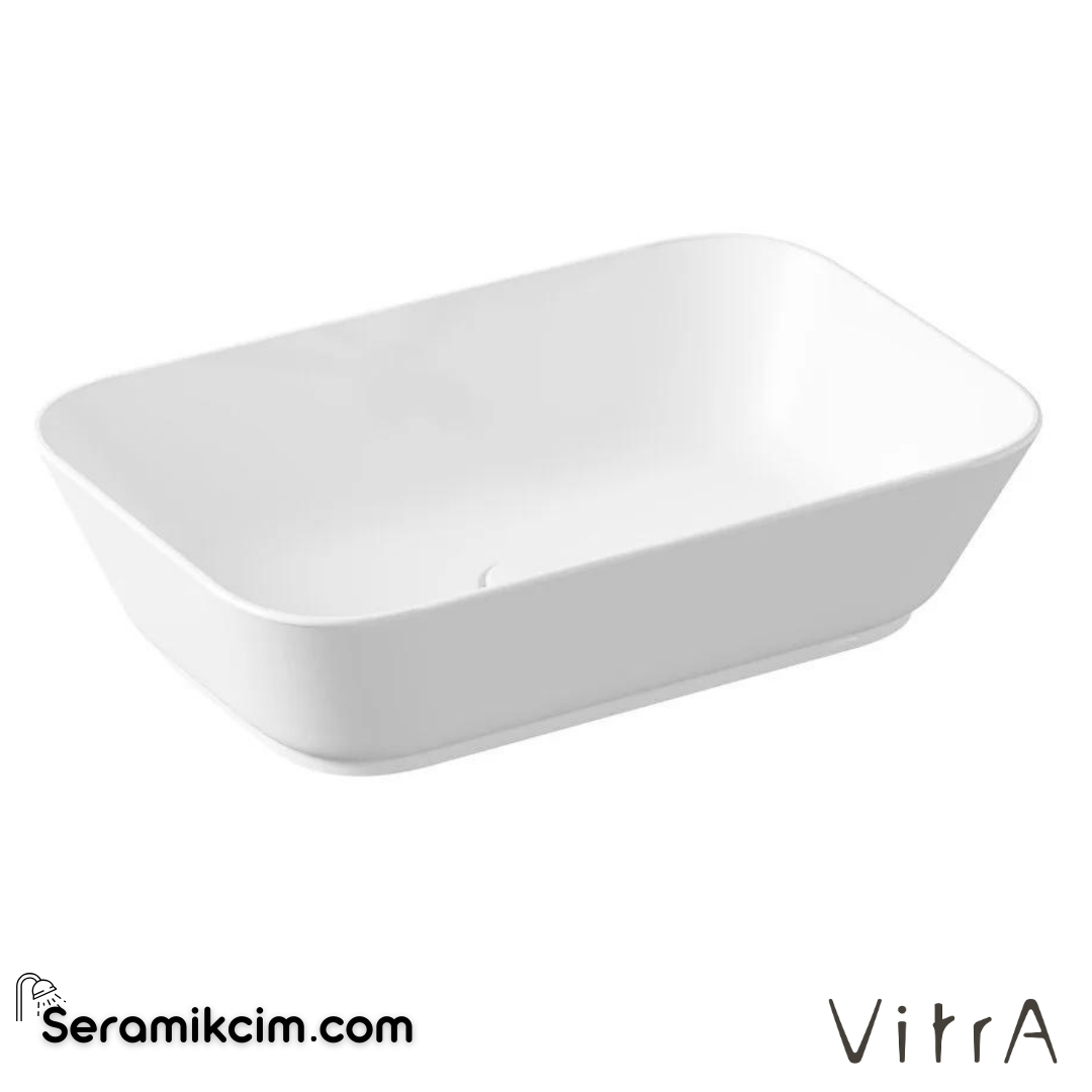 Vitra Geo Çanak Lavabo Dikdörtgen, 60X39 Cm Armatür Deliksiz, Su Taşma Deliksiz, Mat Beyaz - 7425B001-0016