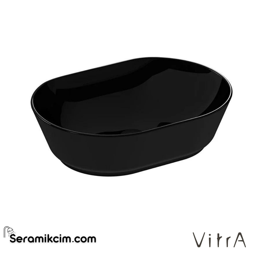 Vitra Geo Çanak Lavabo Oval, 55X40 Cm Armatür Deliksiz, Su Taşma Deliksiz, Siyah - 7427B070-0016