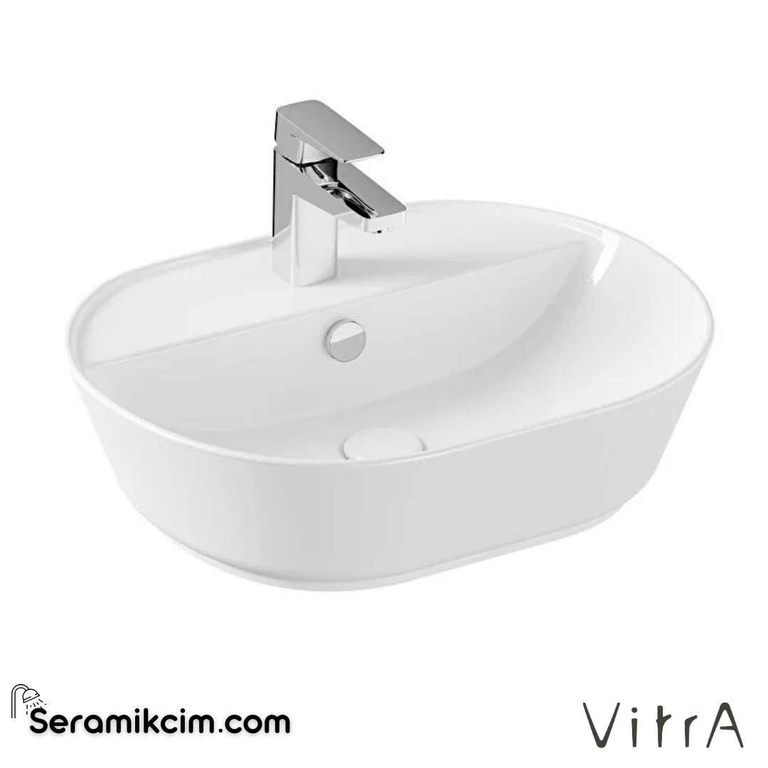 Vitra Geo Çanak Lavabo Oval, 55X43 Cm Tek Armatür Delikli, Su Taşma Delikli, Beyaz - 7428B003-0001