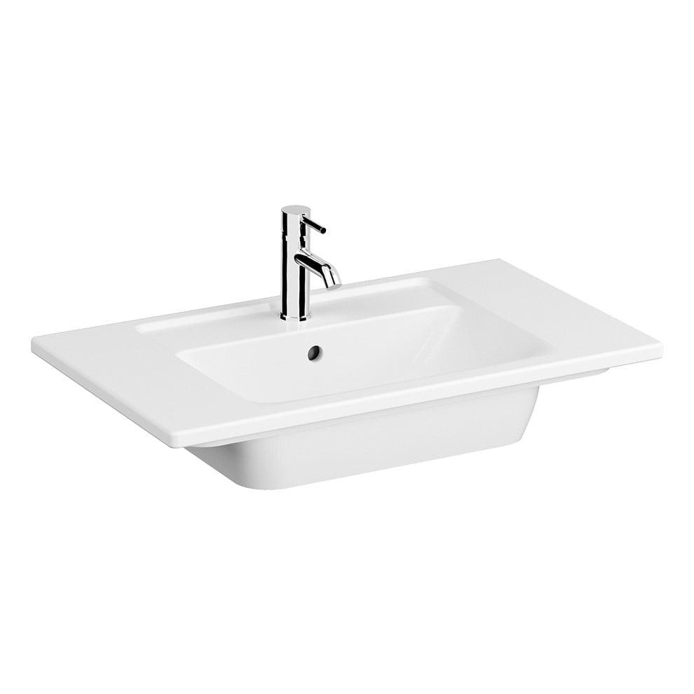 VitrA Integra Etajerli Lavabo 80x47 cm Tek Armatür Delikli, Su Taşma Delikli, Beyaz - 7056B003-0001
