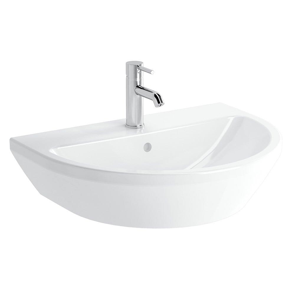 VitrA Integra Lavabo Yuvarlak, 65x49 cm Tek Armatür Delikli, Su Taşma Delikli, Beyaz - 7061L003-0001