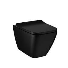 VitrA Integra Square Asma Klozet Rim-ex, Gizli Montajlı, 55 cm Taharet Borulu, Taharet Borusu Girişi Sıva Altı Uygulamalı, Mat Siyah - 7082B083-0090