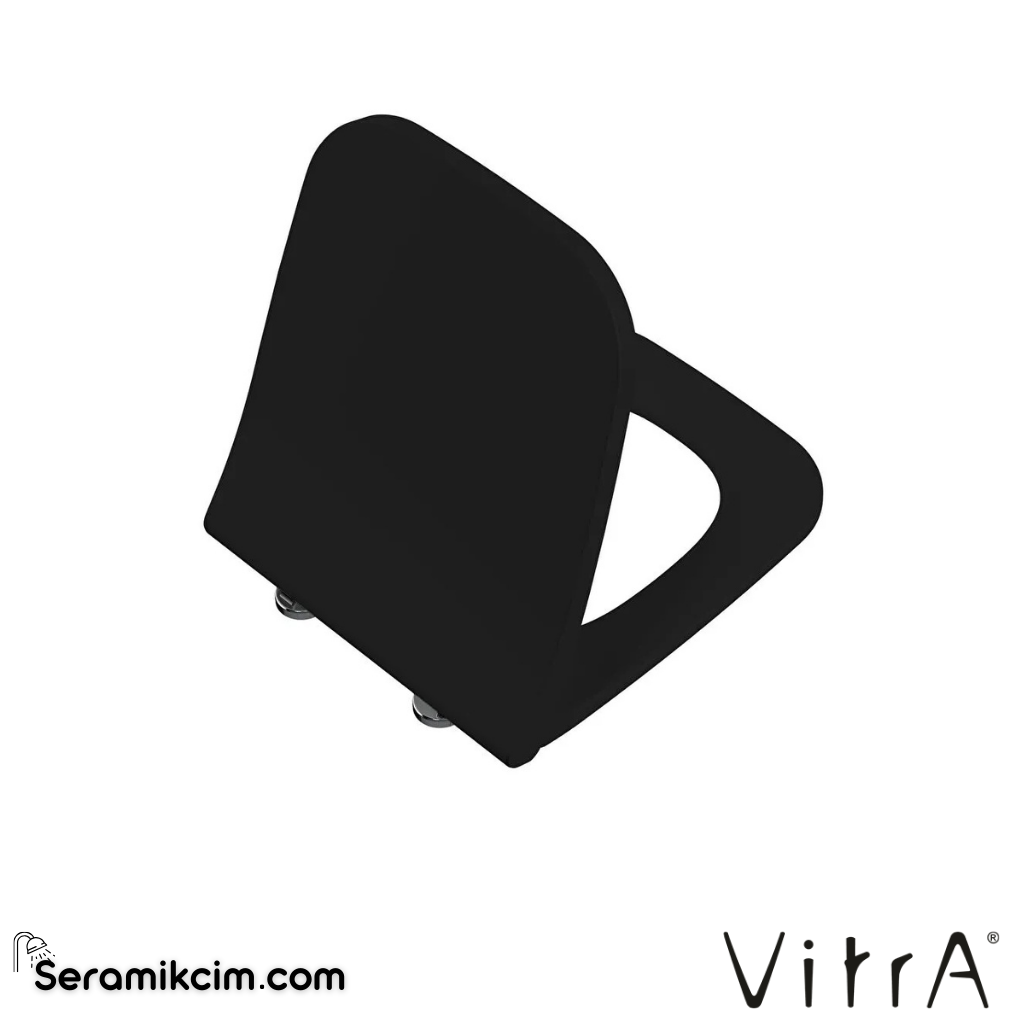 VitrA Integra Square Klozet Kapağı Slim, Duroplast, Üstten Sıkmalı Yavaş Kapanır, Kolay Sök-Tak, Metal Menteşeli, Mat Siyah 191-483R009 - 191-483R009