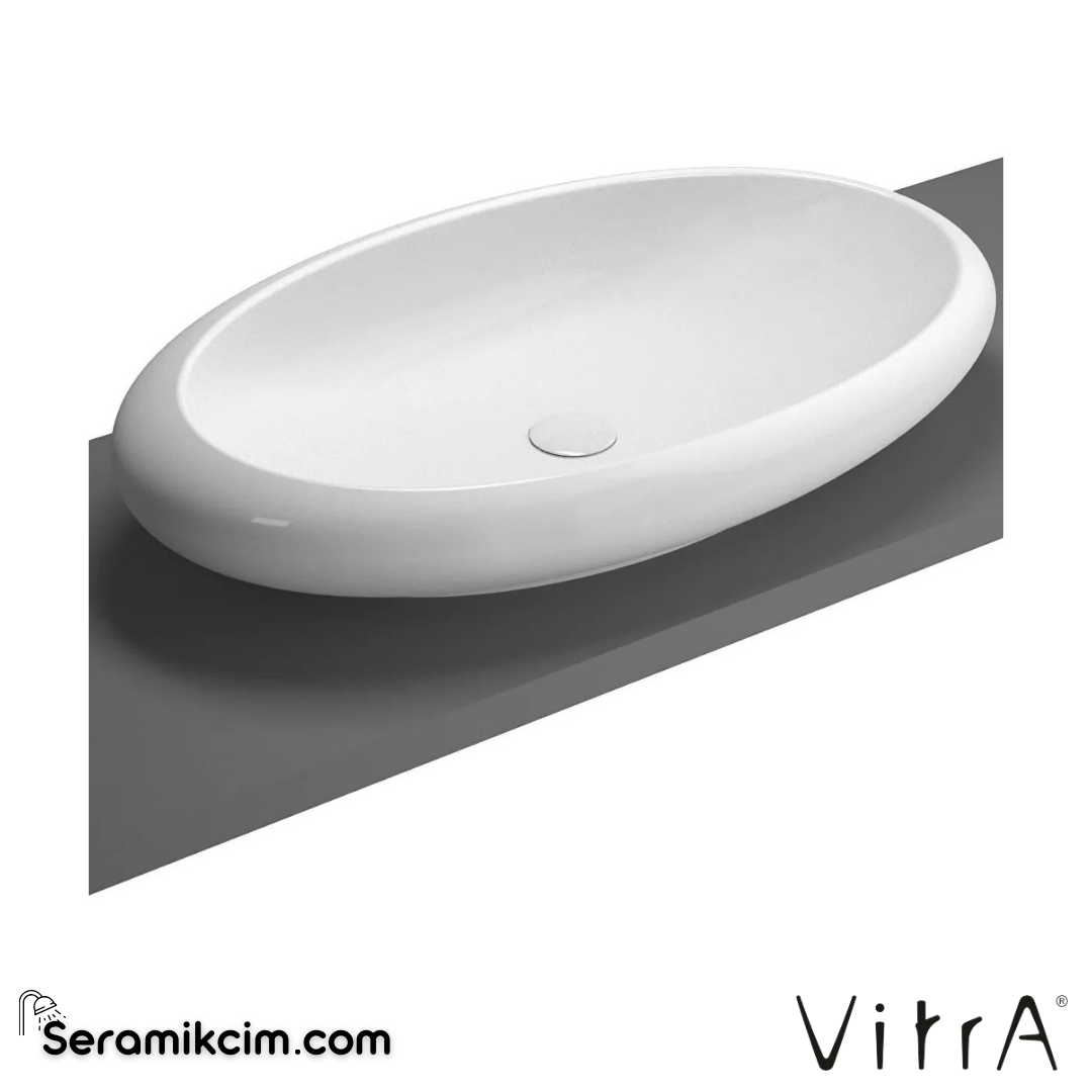 VitrA İstanbul Çanak Lavabo Oval, 85x51 cm Armatür Deliksiz, Su Taşma Deliksiz, Clean, Beyaz - 4446B403-0016