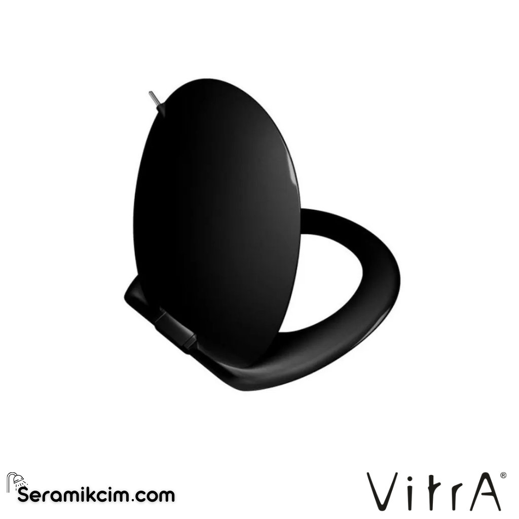 VitrA İstanbul Klozet Kapağı Duroplast, Üstten Sıkmalı Yavaş Kapanır, Metal Menteşeli, Siyah 166-070-109 - 166-070-109