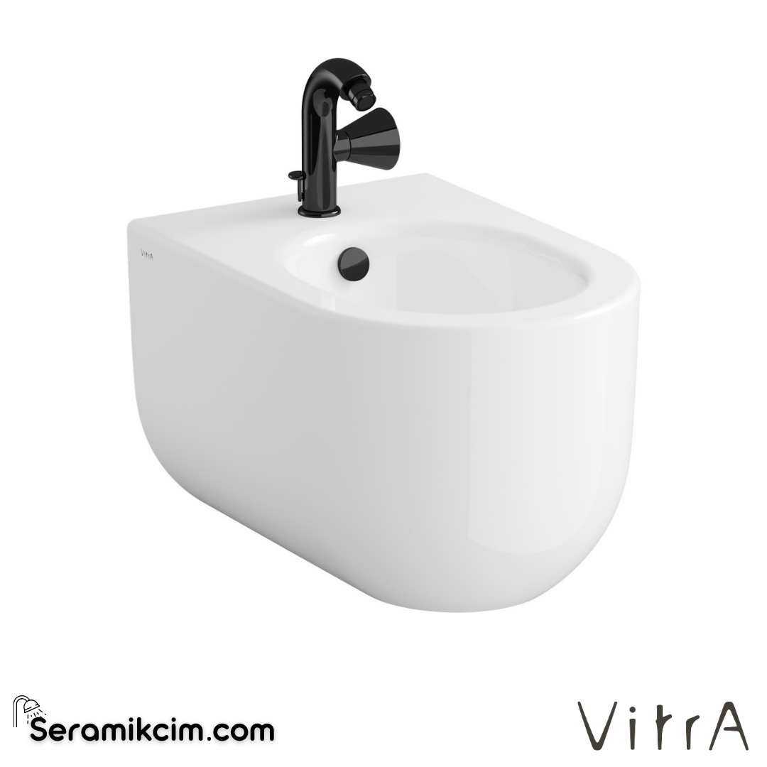 VitrA Liquid Asma Bide Gizli Montajlı, 54 cm Tek Armatür Delikli, Yanlardan Deliksiz, Clean, Beyaz - 7323B403-0288